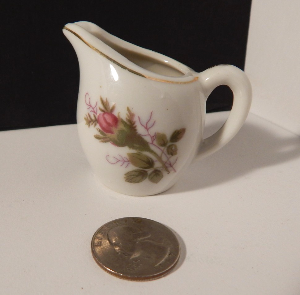 Hand Painted Miniature Pitcher Floral Japan Painted Flowers Gold Trim 2.5