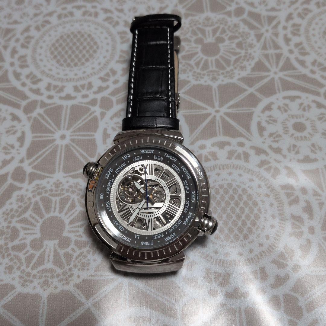 TIME100 World Time Skeleton Automatic Wristwatch