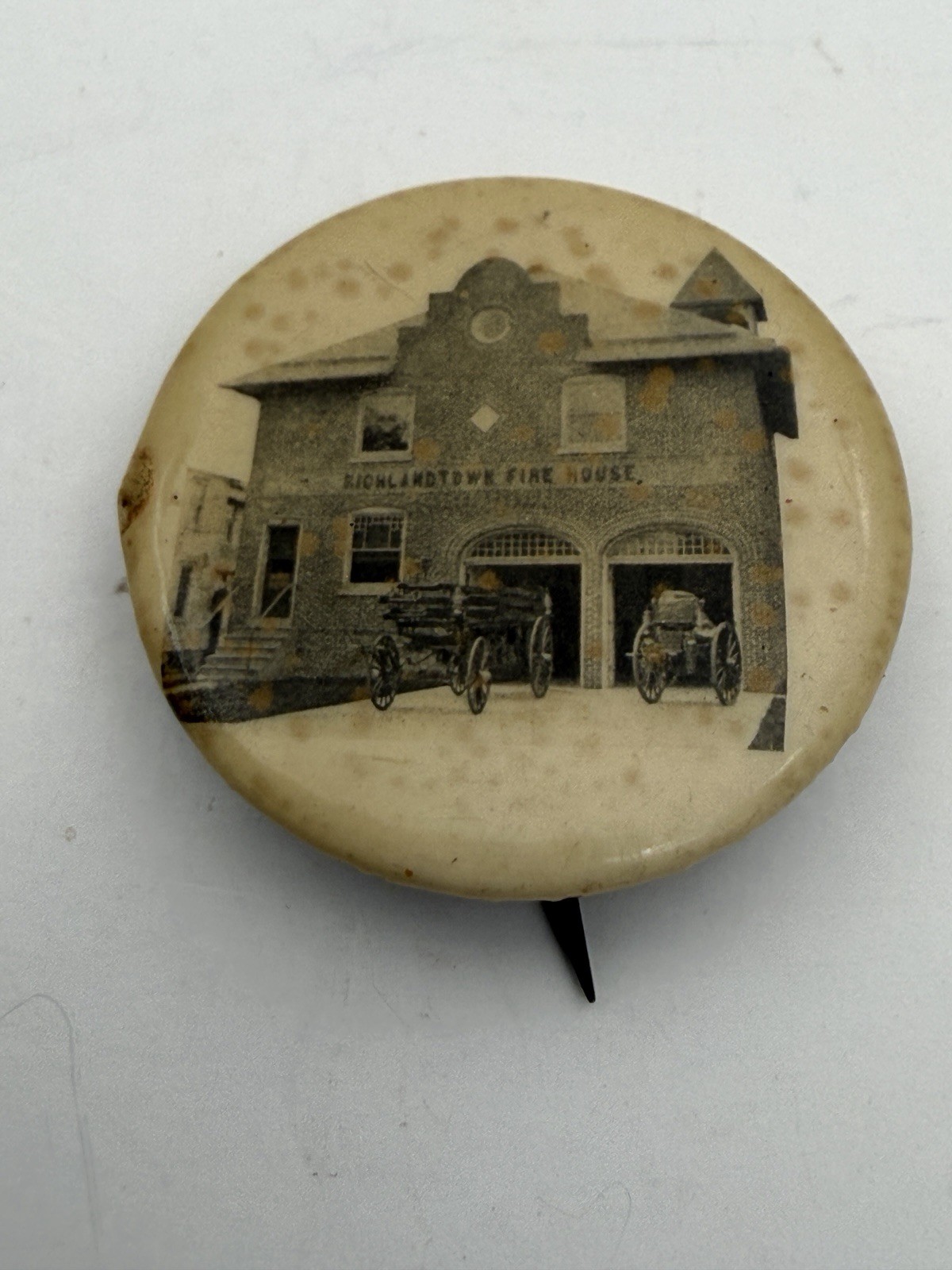 Vintage Fire Department Pin Back Celluloid 1930s SHIPS FREE IN THE USA