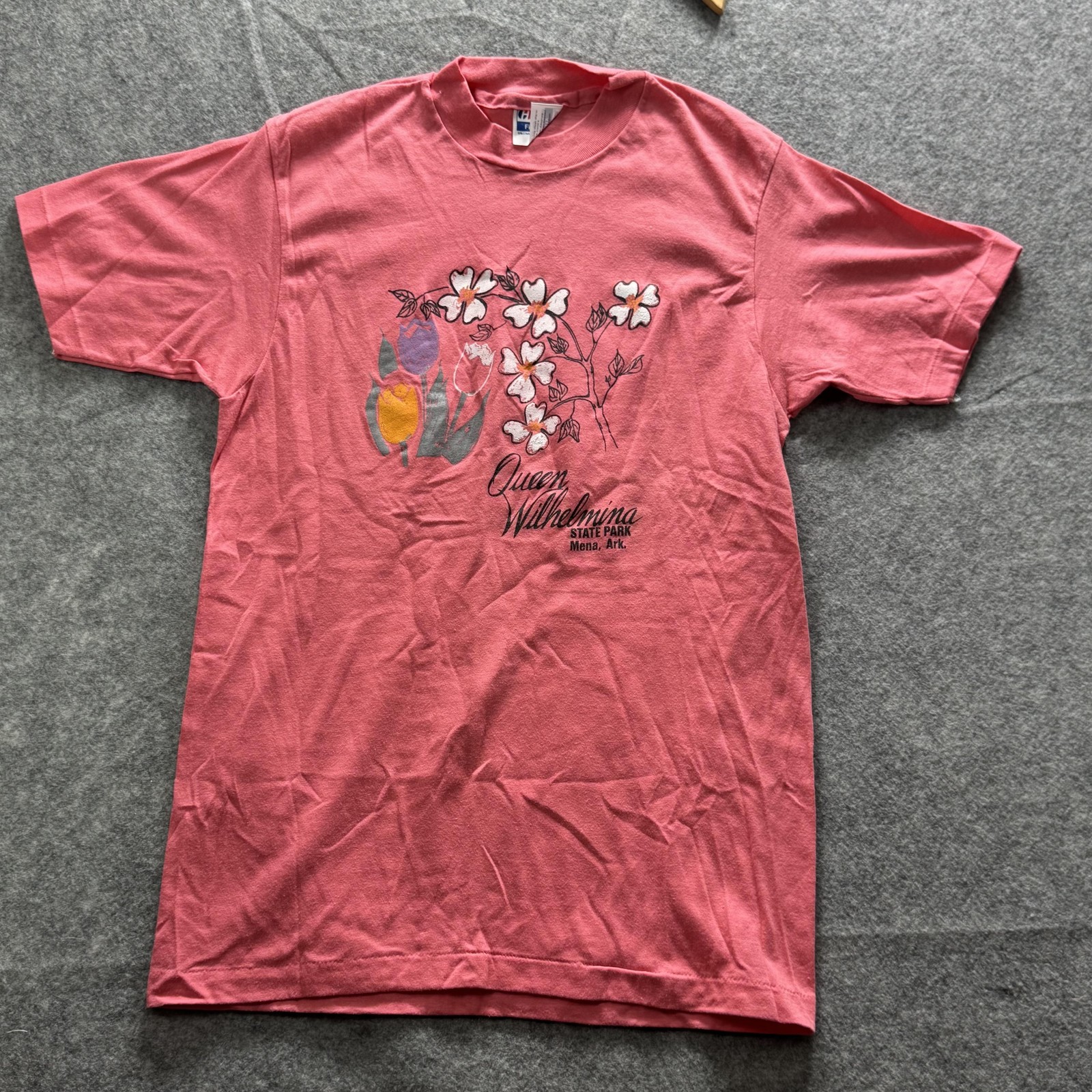 Vintage Hanes Shirt Mens M Pink Queen Wilhelmina State Park Graphic Tee USA
