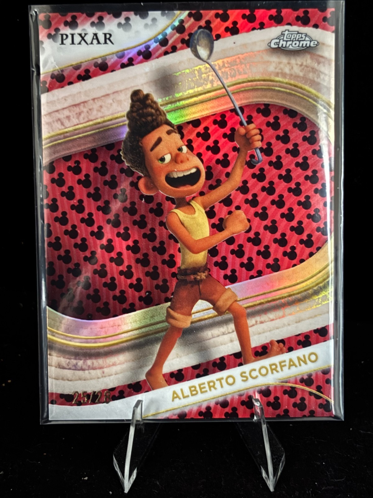 Topps Chrome Disney 2025 Alberto Scorfano Red Black /28 Rare Parallel
