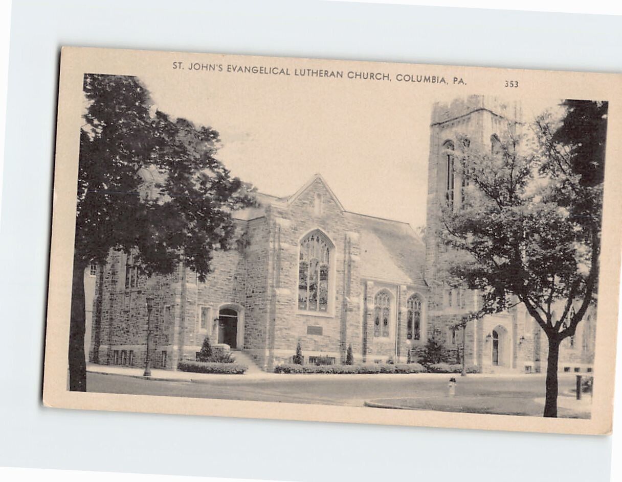 Postcard St. John's Evangelical Lutheran Church Columbia Pennsylvania USA