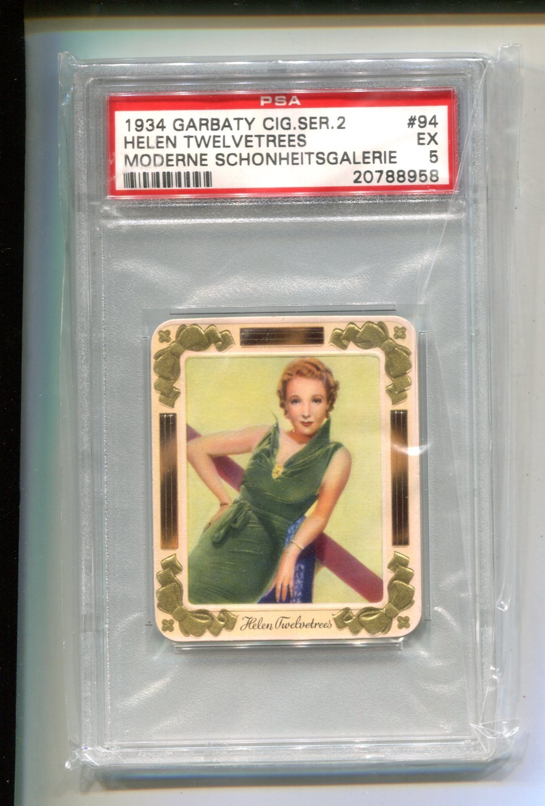 1934 GARBATY SERIES 2 MODERNE SCHONHEITS TOBACCO CARD #94 HELEN TWELVETREE PSA 5