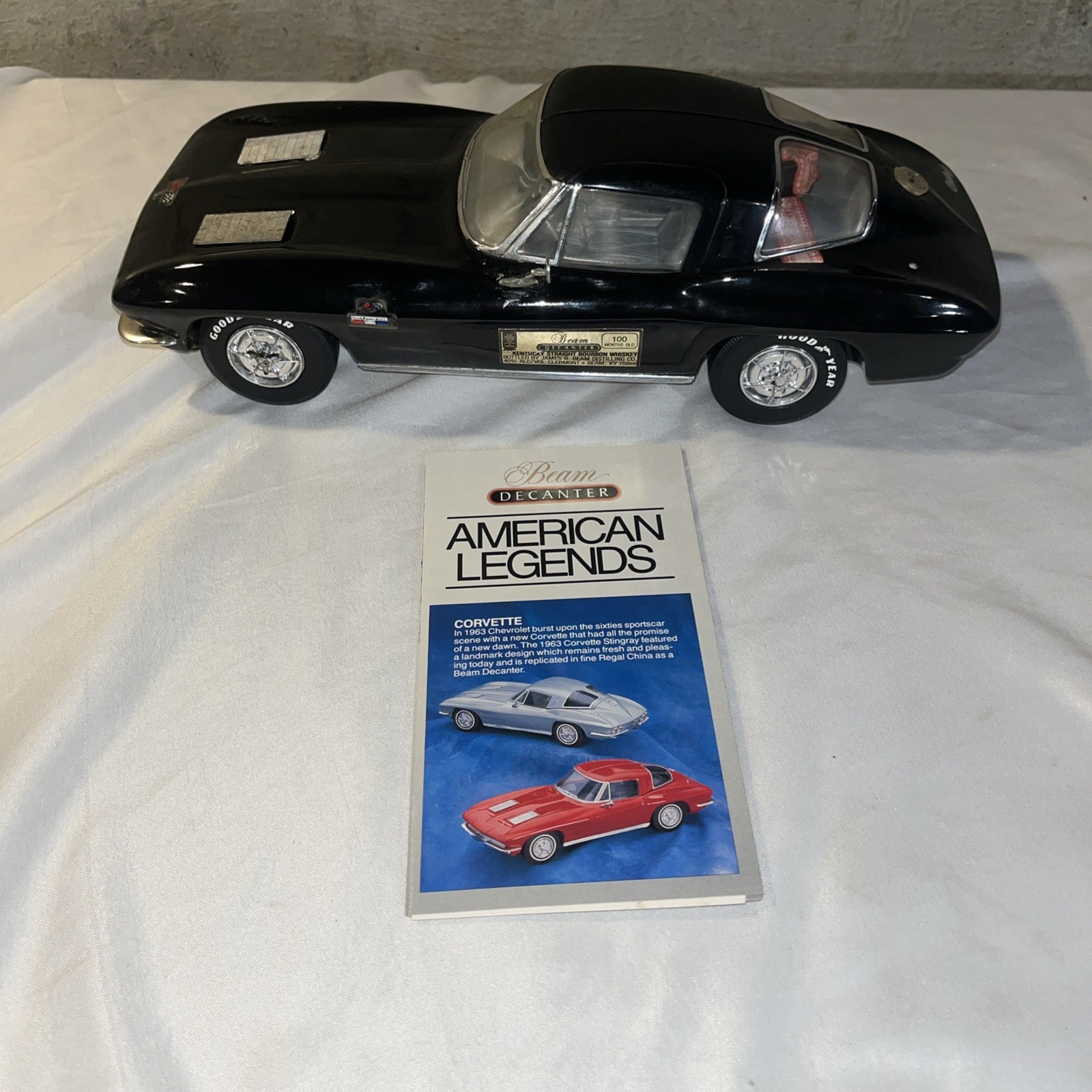 Vintage Jim Beam 1963 Chevy Corvette Stingray Decanter Black & Insert EMPTY
