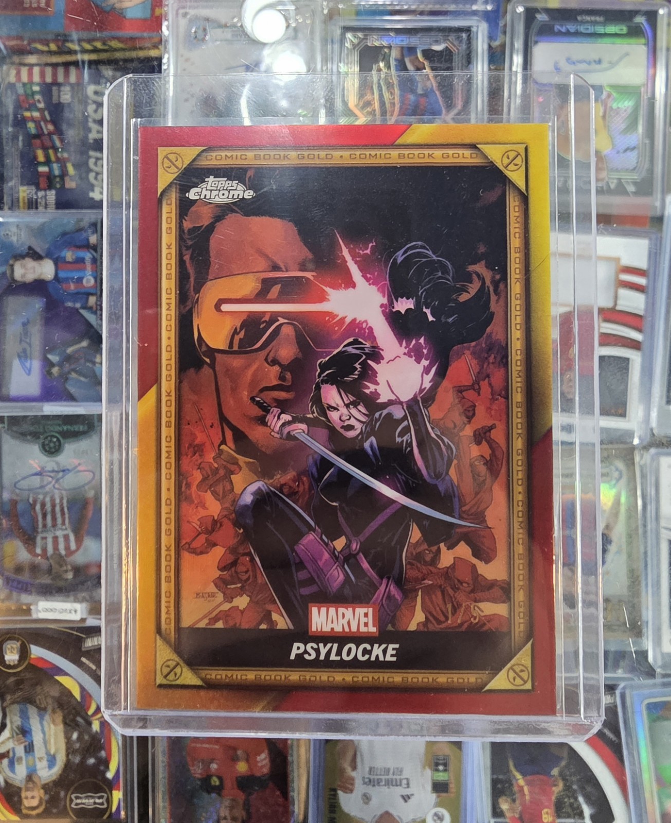 2025 Topps Chrome Deadpool PSYLOCKE Comic Book Gold Red Refractor 1/5 #CB-29