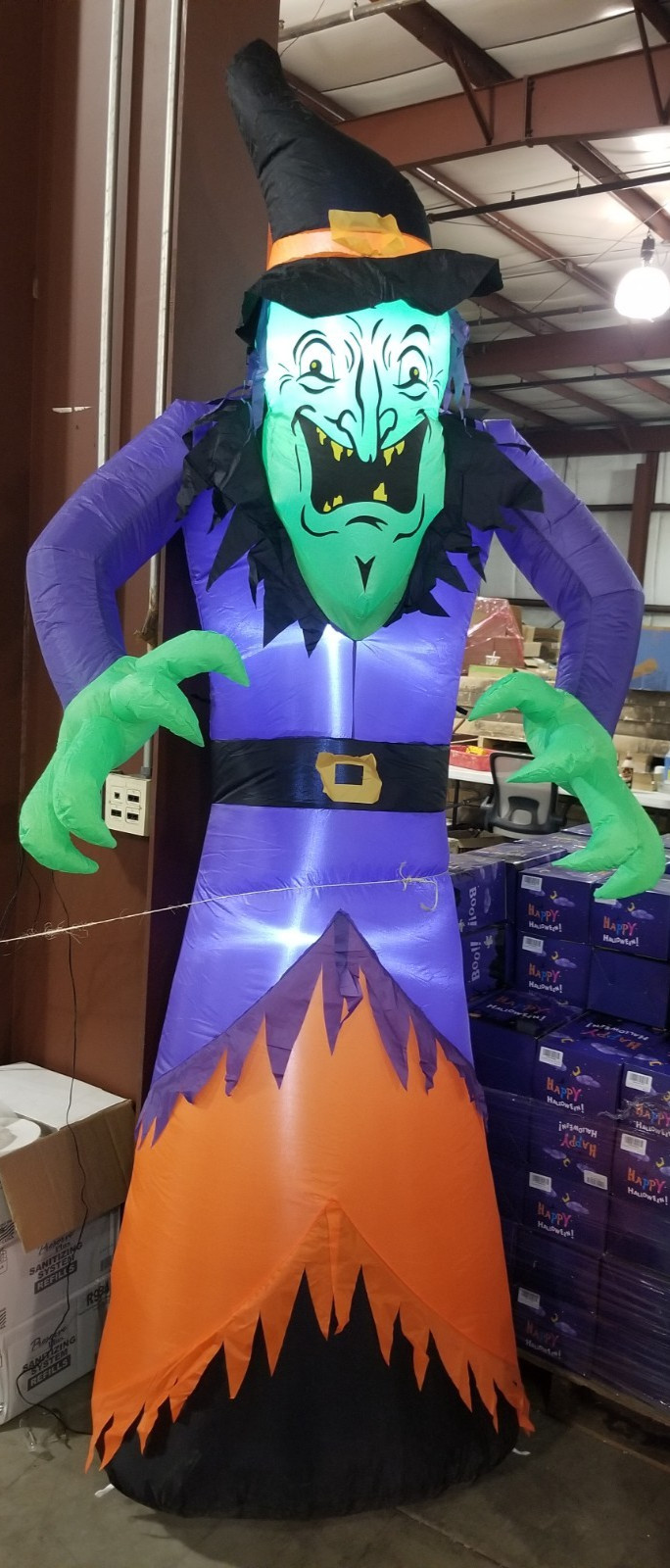 8 ft Motion Activated Laughing Witch inflatable Yard Halloween Decoration
