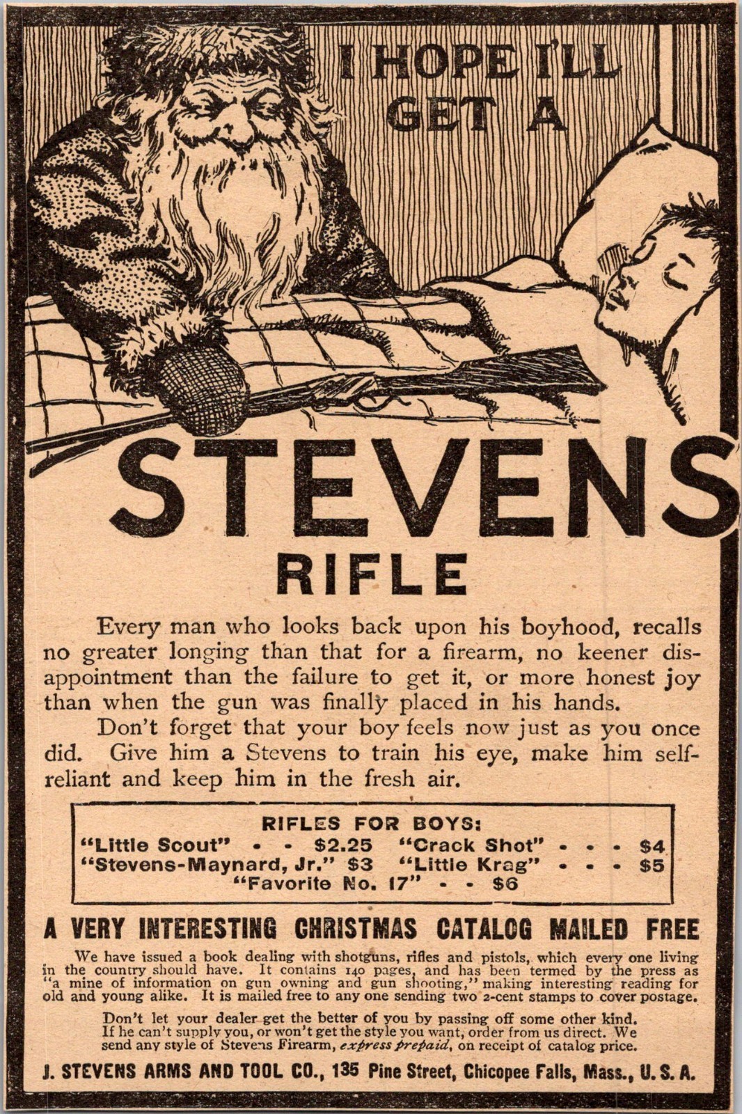 J Stevens Arms & Tool Co Pine St Chicopee Falls MA 1906 Minneapolis Ad 5AL1-H4