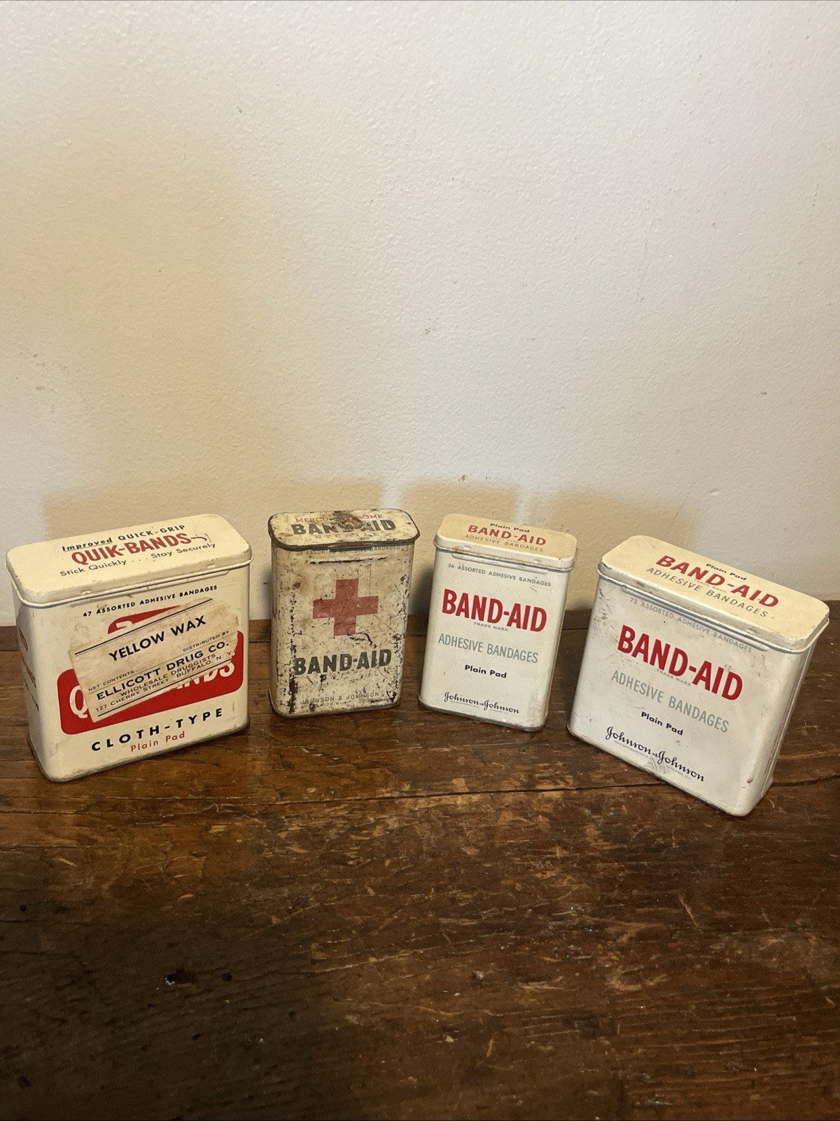 RARE 1930’s-40’s Band Aid Metal Tin Box & Others Including A Rexall Tin