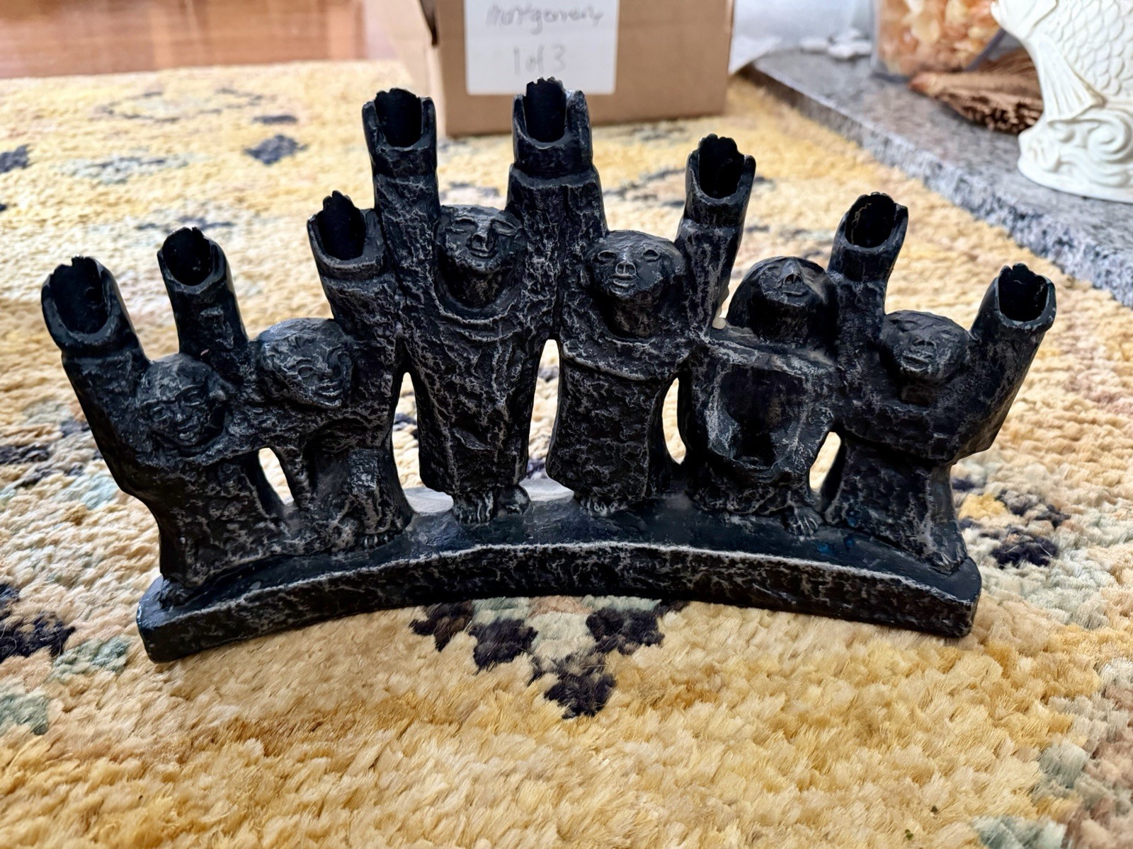 Vintage Brutalist-style Hanukkah Menorah Maccabees Designed by Ellen Lord