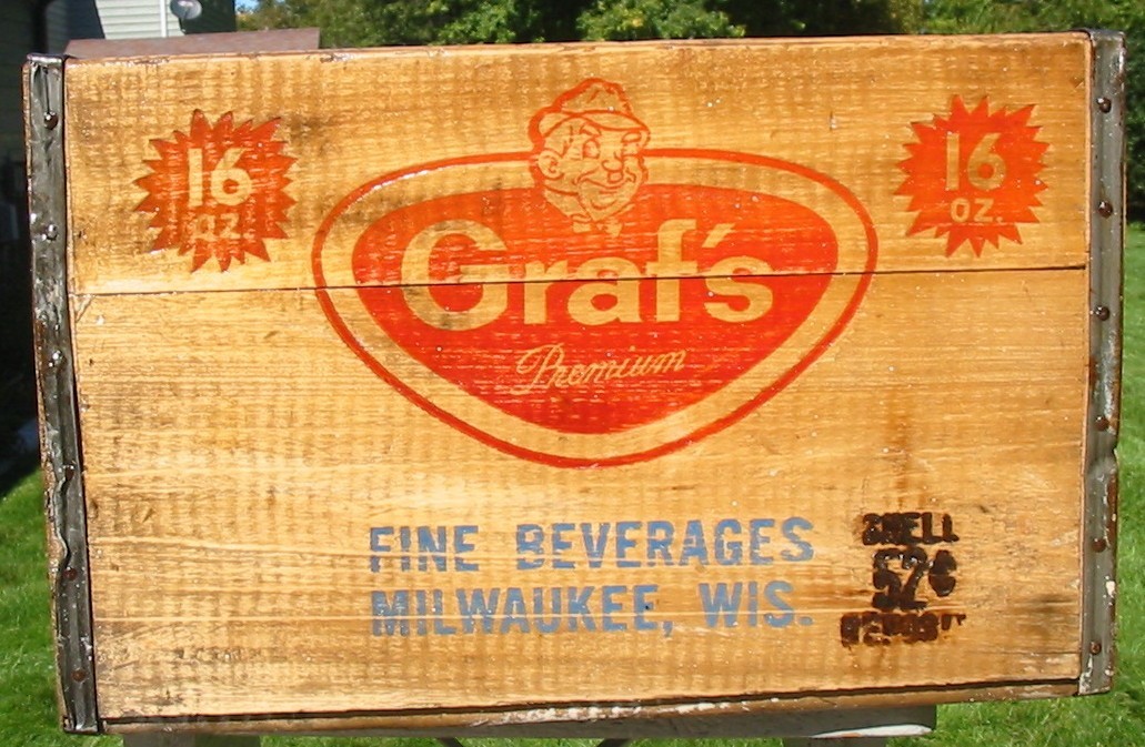 Vintage Graf\'s Premium Fine Beverages Milwaukee WI Wood Soda Crate Ship Box Old
