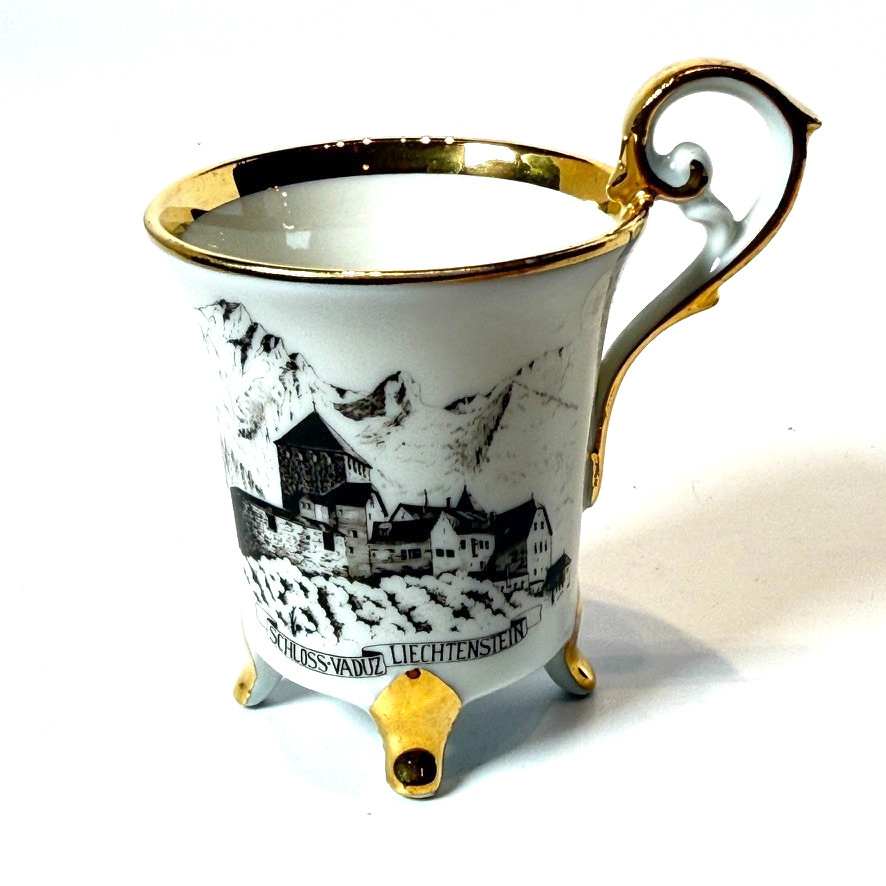SCHLOSS VADUZ Liechtenstein Souvenir ANTIQUE GOLD CHINA TEA CUP