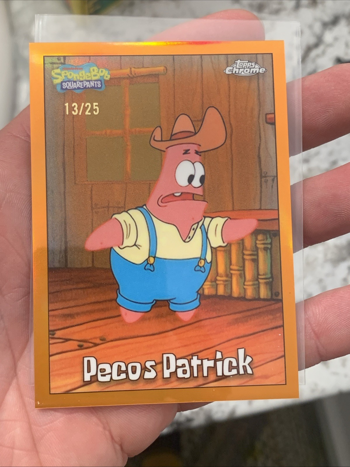 2025 TOPPS CHROME SPONGEBOB SQUAREPANTS PECOS PATRICK ORANGE /25 DH Card 55