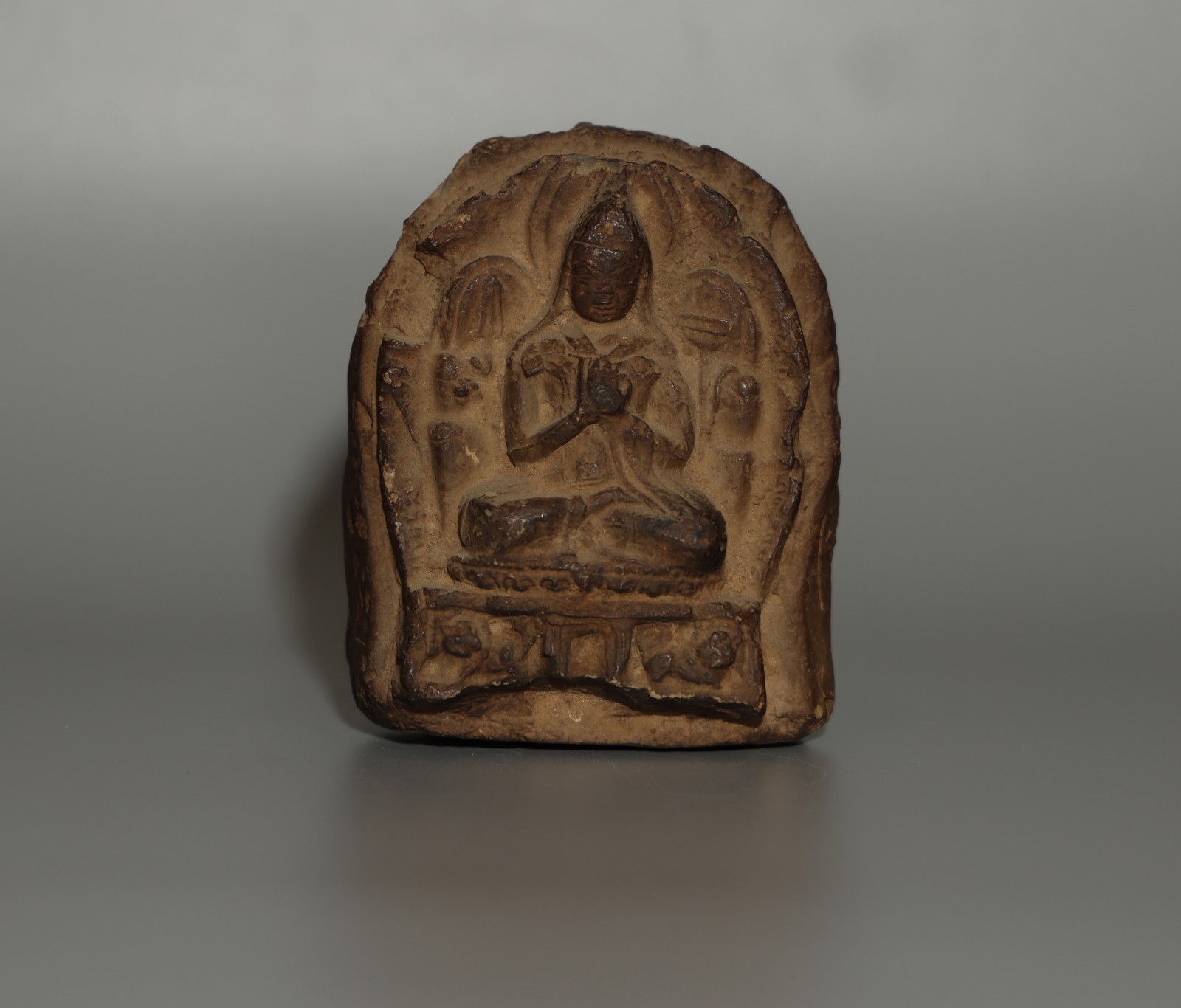 Real Tibet 1800s Old Antique Buddhist Clay Tsa Tsa Buddha Statue Tsong Kha-pa