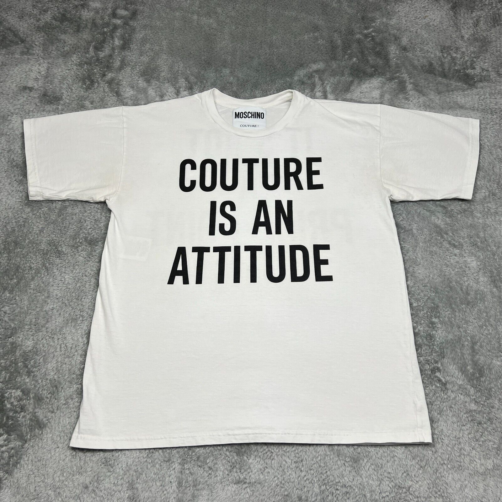Moschino Shirt Womens L White Couture Attitude Designer Made in Italy