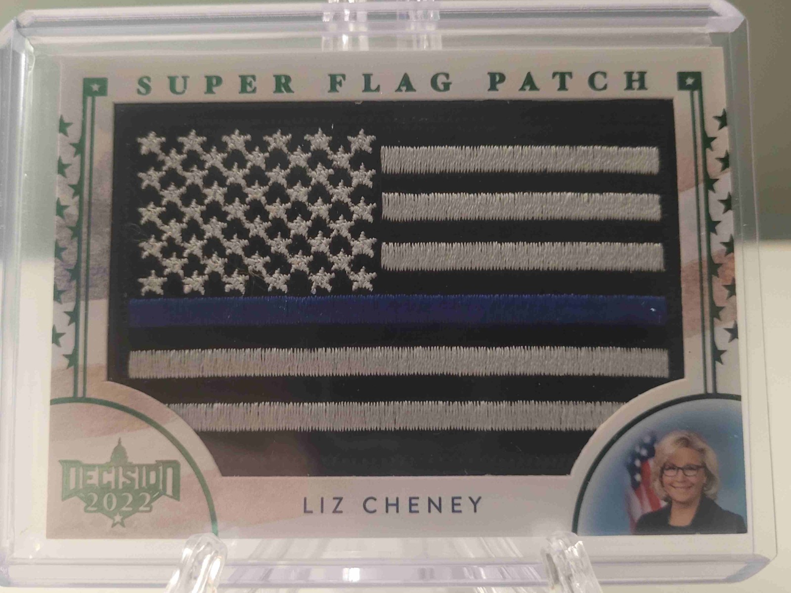 🔥Liz Cheney 2022 Decision BLACK & BLUE SUPER FLAG PATCH HAND NUMBERED /10🔥