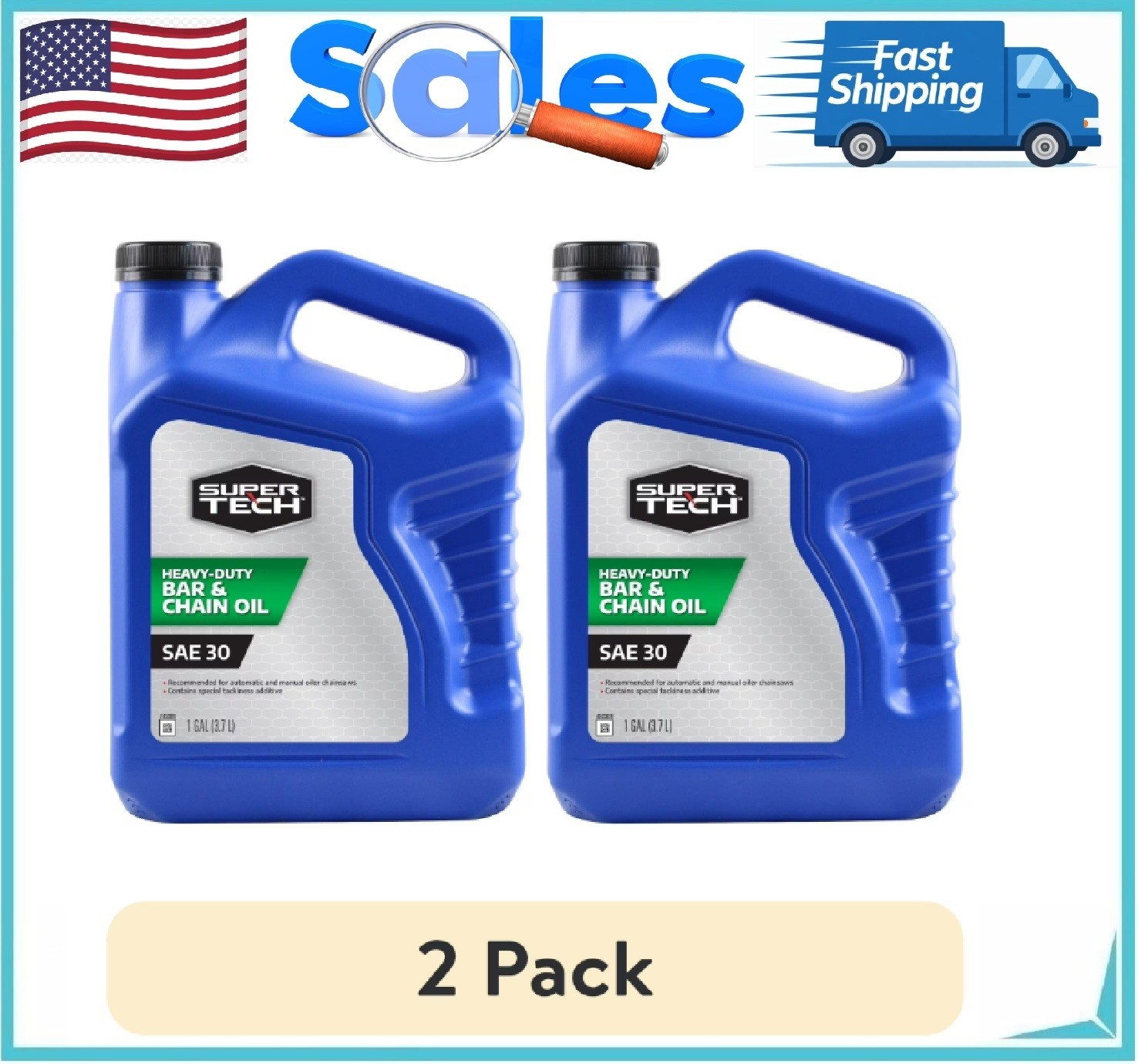 Super Tech SAE 30 Bar and Chain Oil, 1 Gallon Bottle (2 PACK)