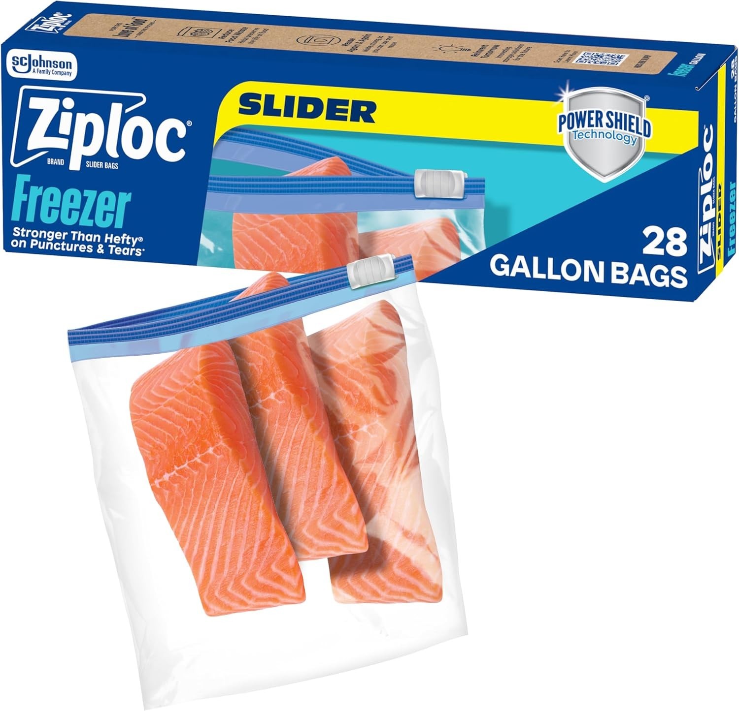 Ziploc Gallon Food Storage Freezer Slider Bags Durable 28 Count 383174
