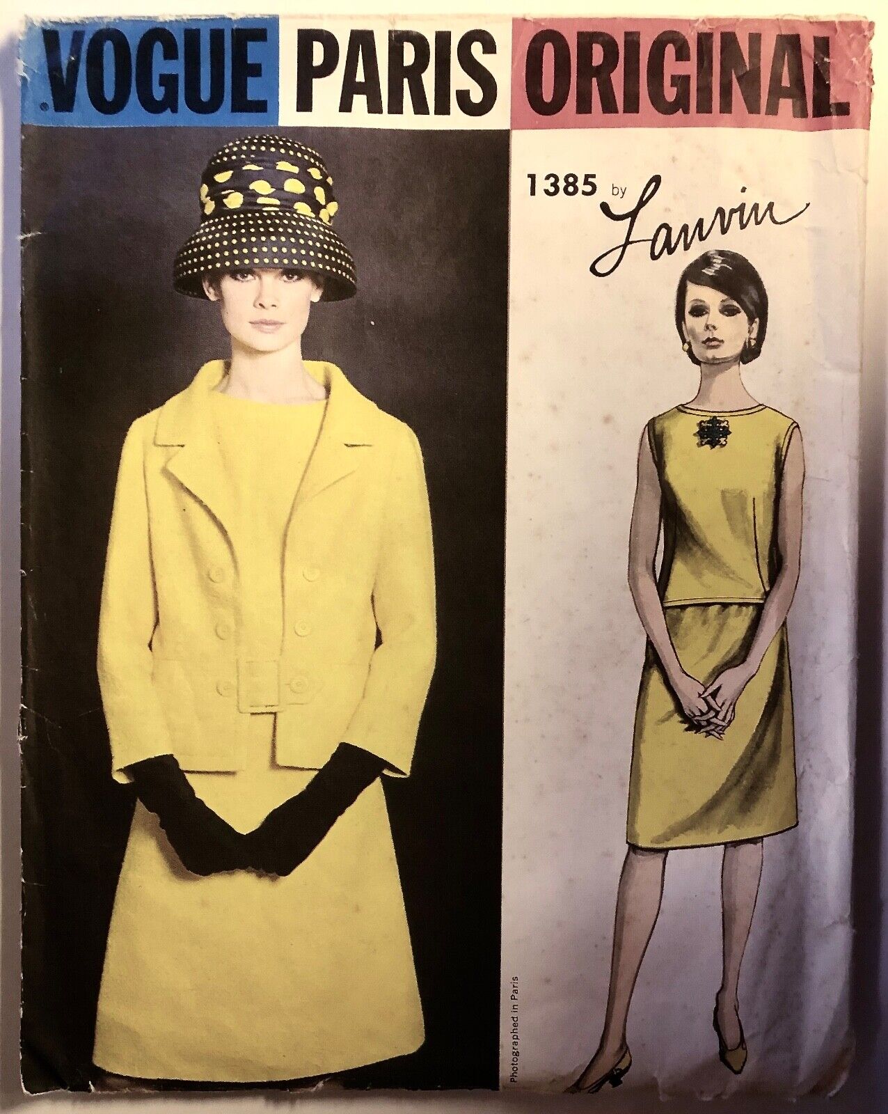 VOGUE Paris Original Sewing Pattern no. 1385 size 14, 1960s by Lanvin, 34 bust