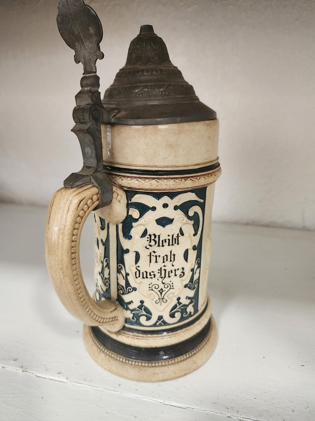 Antique Reinhold Hanke German Beer Stein RH 1131 Relief 0.5 L Pewter Lid Rare Antique Reinhold Hanke German Beer Stein RH 1131 Relief 0.5 L Pewter Lid Rare