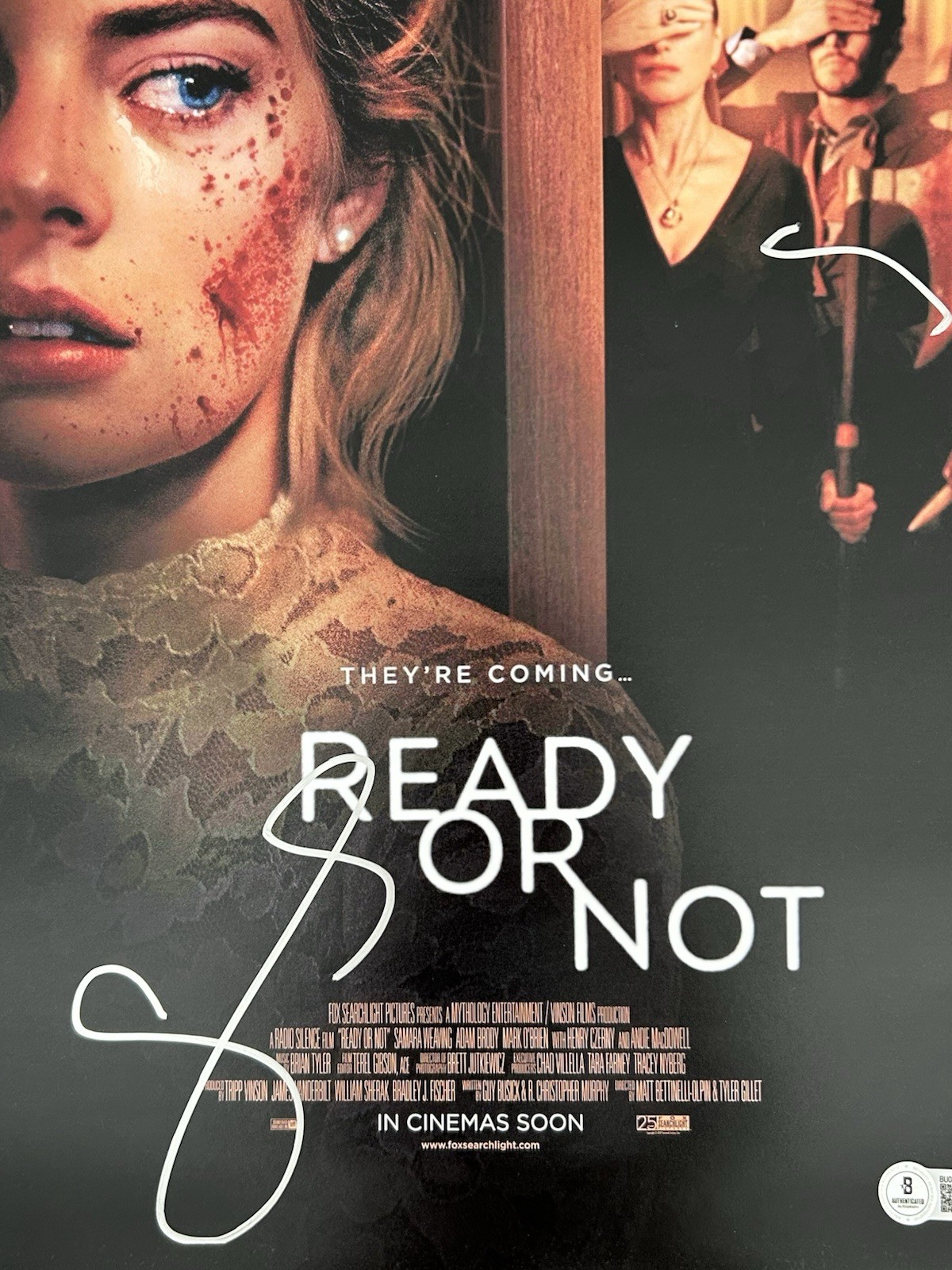 SAMARA WEAVING SIGNED READY OR NOT SCREAM QUEEN 12x18 POSTER - BECKETT COA