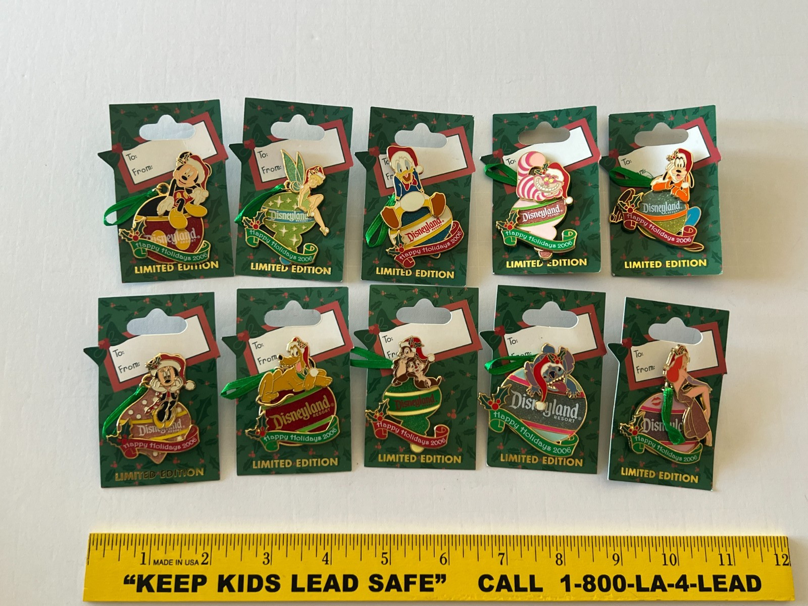 Disney Happy Holidays 2006 LE 1000 Ornament Pin Set of 10