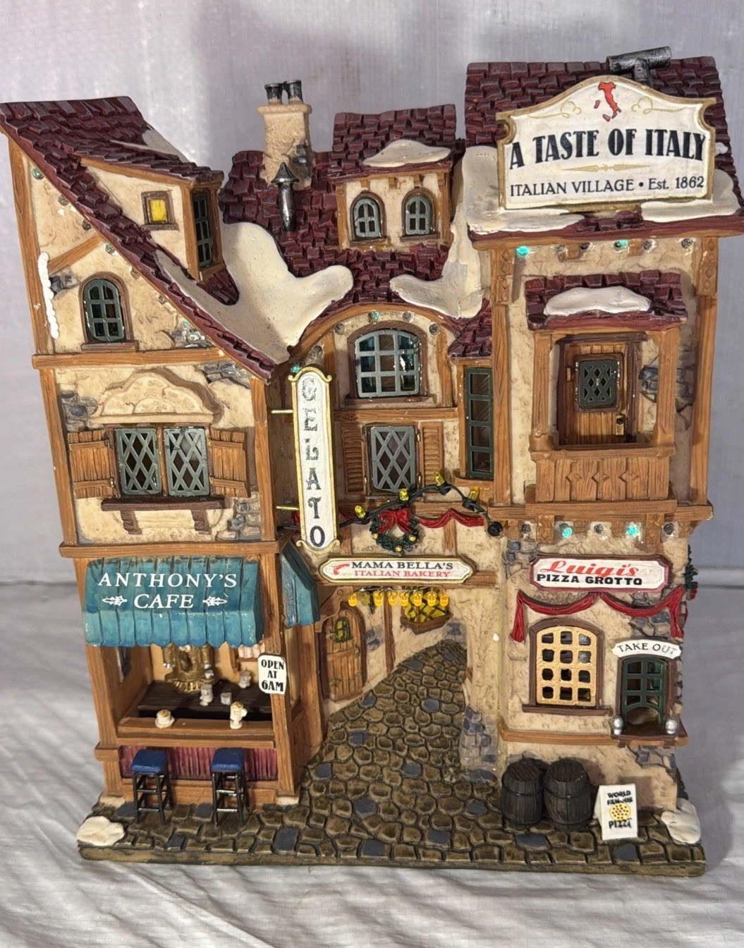 VTG 2003 Lemax A Taste of Italy Ceramic Village Light Up Shop Wall Hanging 35855