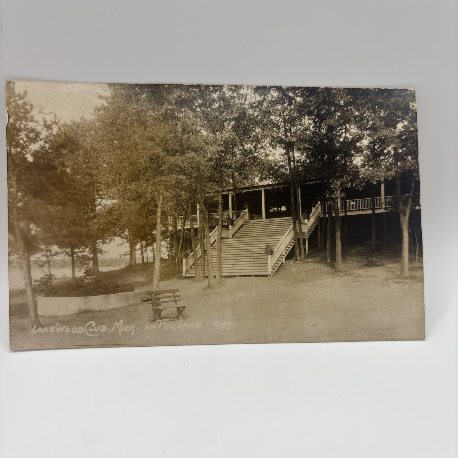 RPPC Postcard Lakewood Club Michigan, Fox Lake