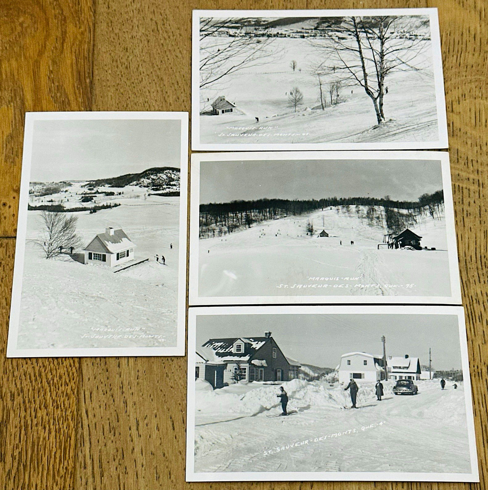 Lot of 4 Vintage RPPC St Sauveur Quebec Skiing Marquis Run Charpentier Photo