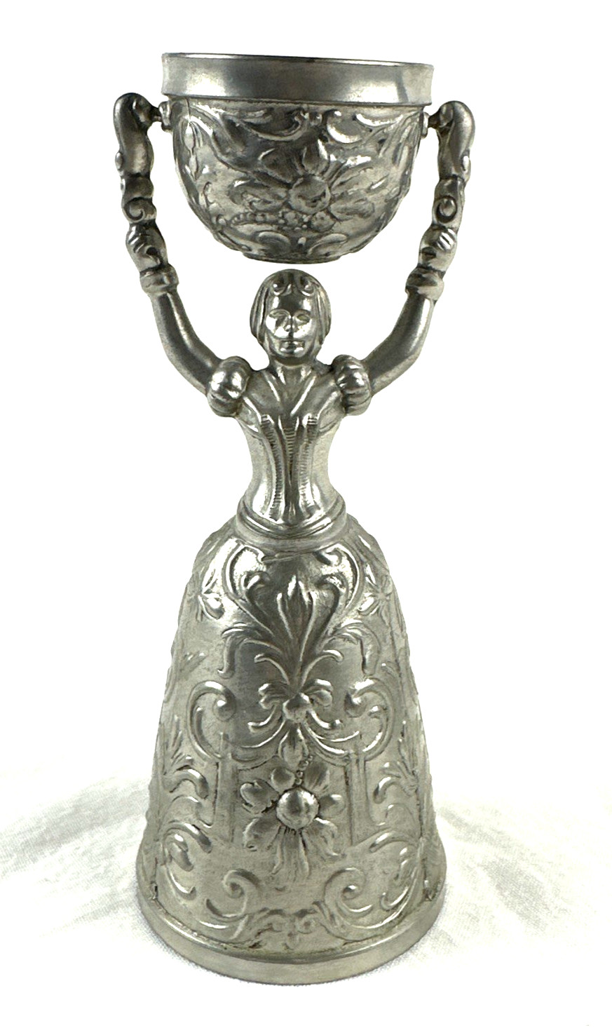 Vintage Fein Zinn Pewter Figural Wedding Toasting Chalice Germany, 