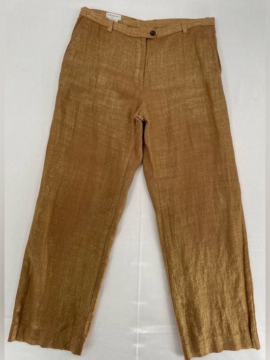 Dries Van Noten Men\'s Gold-Tan Linen Blend Chinos