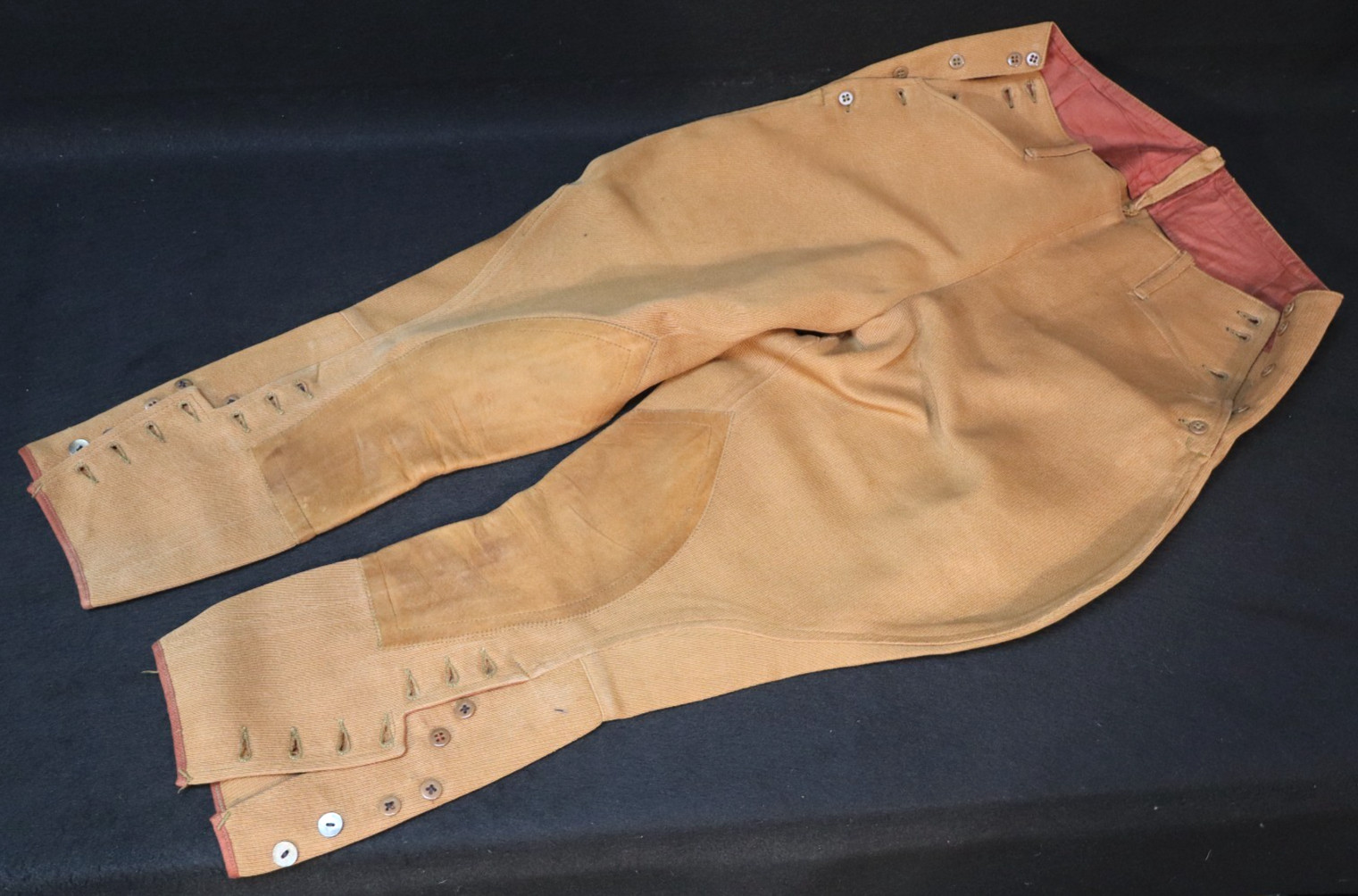 1920's - 30's Vintage Camel Brown Wool Jodhpurs Riding Reinforced Trousers Side