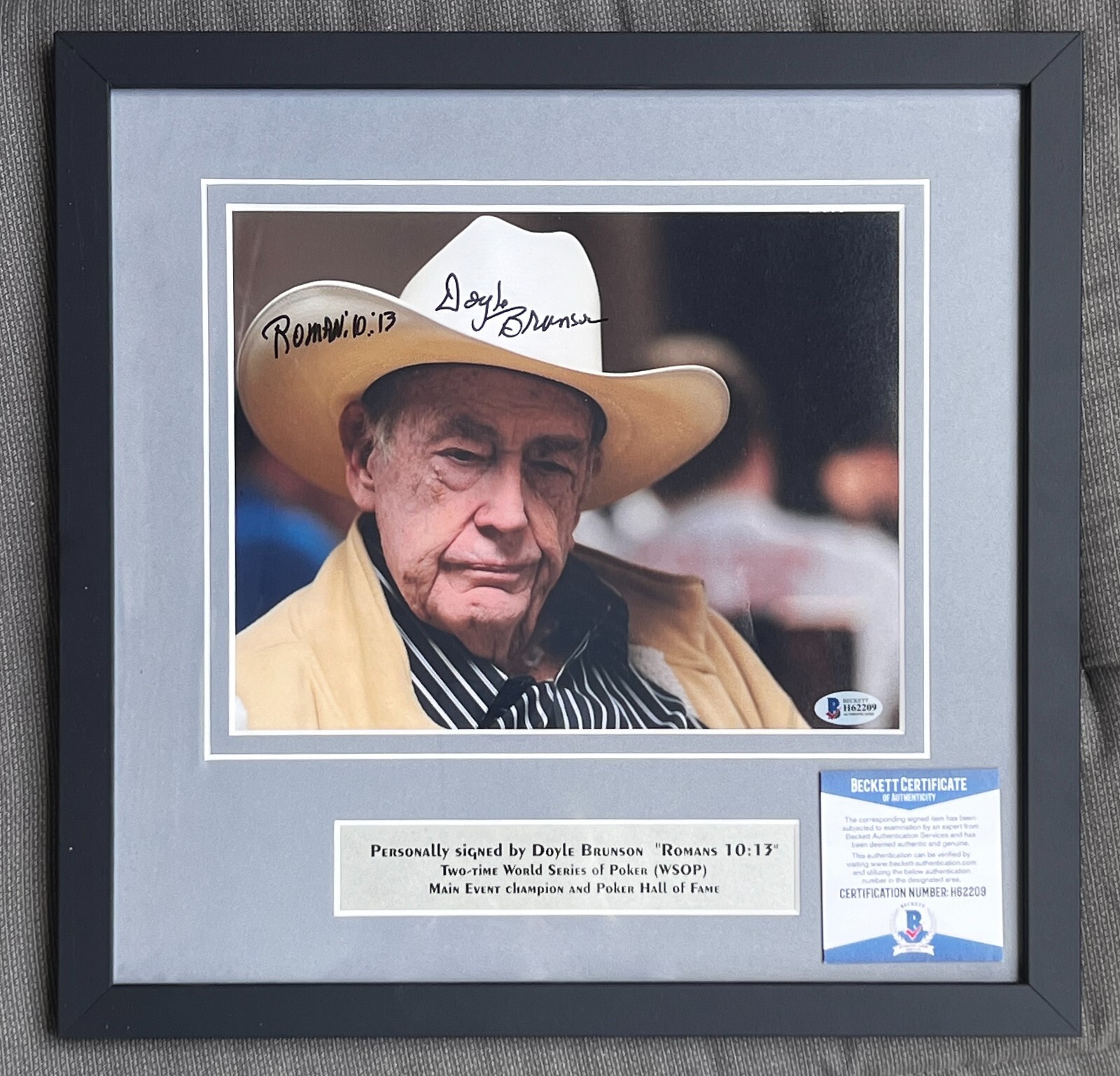 Doyle Brunson Autograph Photo World Series Poker Romans 10:13 Signed COA Beckett