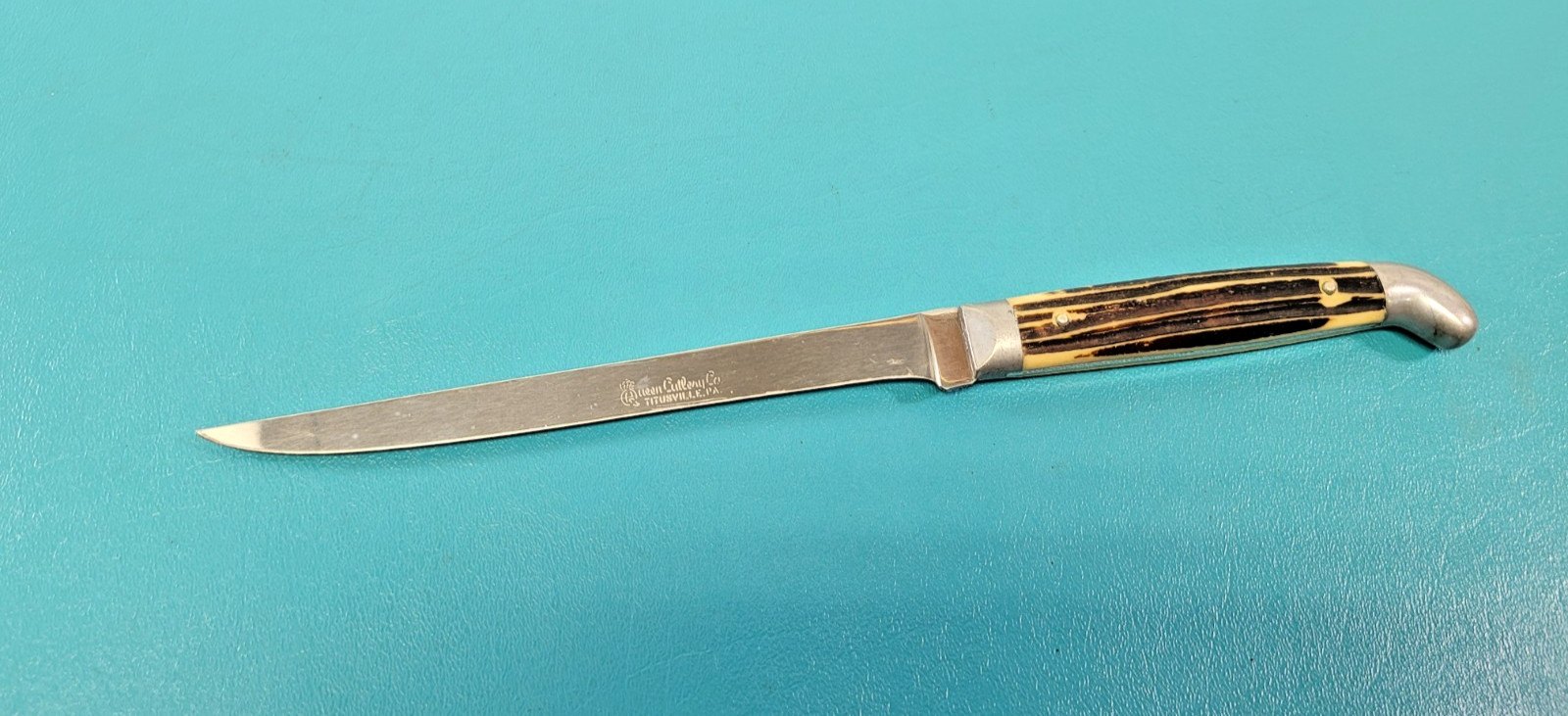 Vintage Queen Cutlery Fillet Knife Winterbottom Jigged Bone Handle Filet TR1911