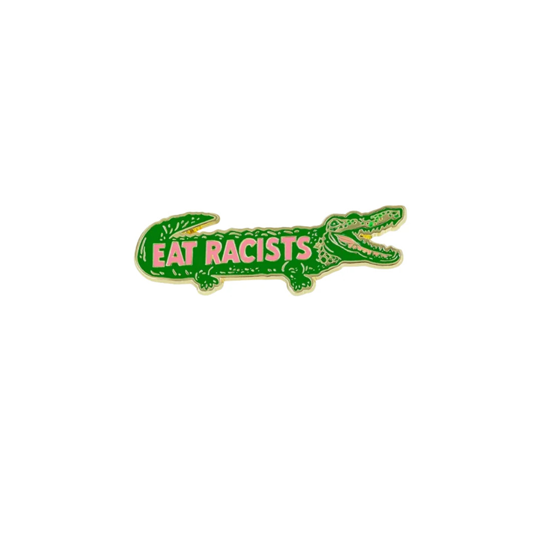Statement Alligator Enamel Pin Anti-Racism Social Justice Activist Brooch Unique