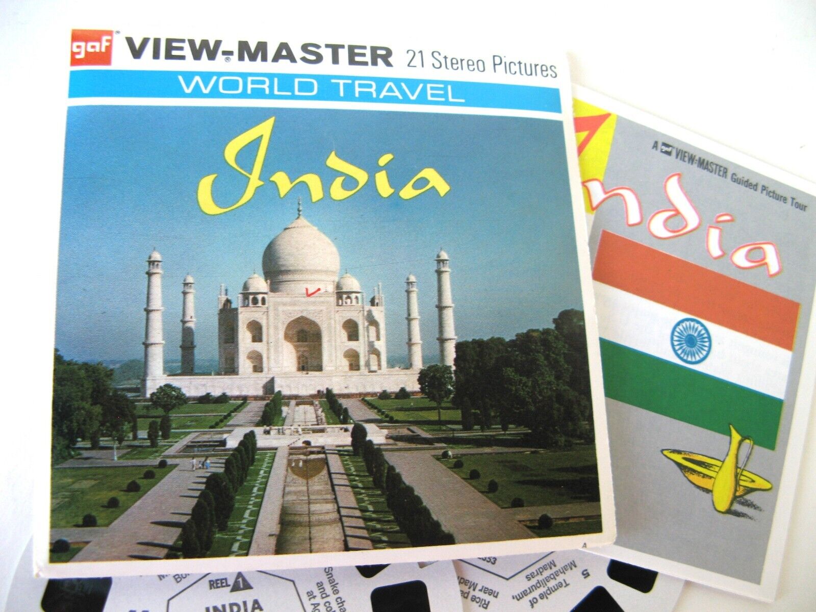 🐸 INDIA WORLD TOUR View Master GAF B 235 3 Reel Pack with Booklet TESTED    2