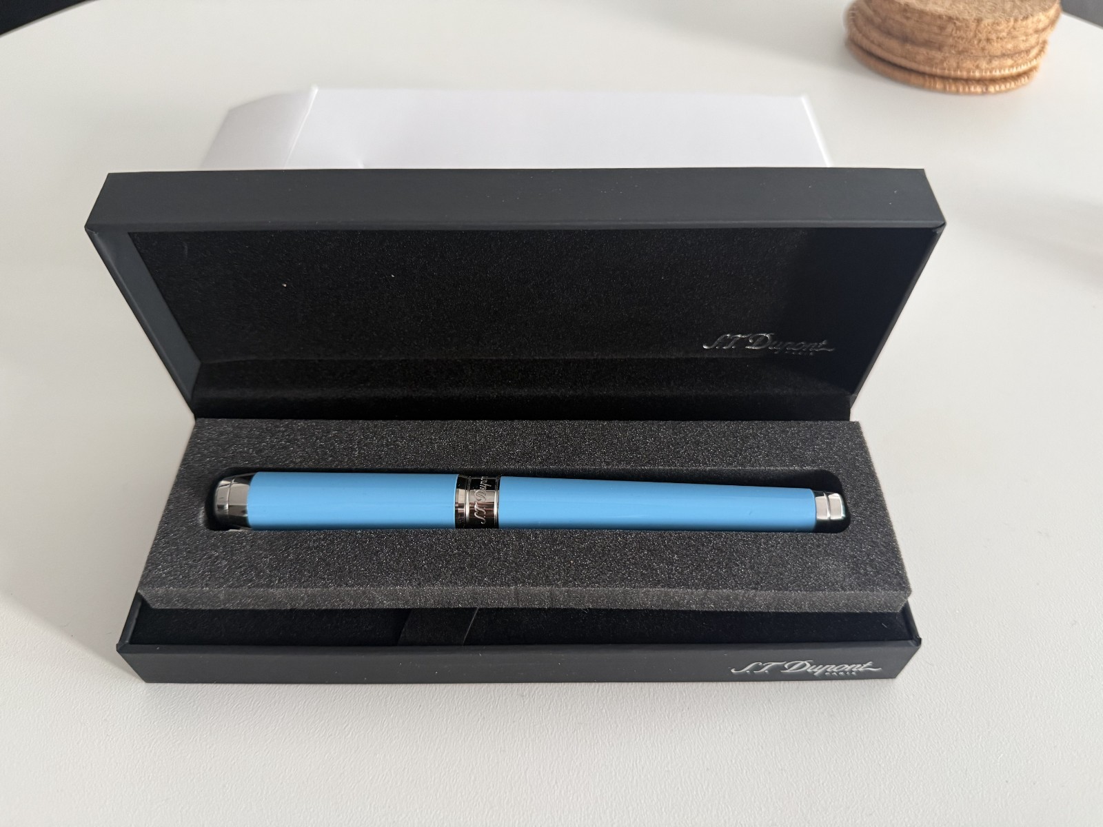 S.T. Dupont Line D Turquoise and Palladium Fountain Pen, 420221XL