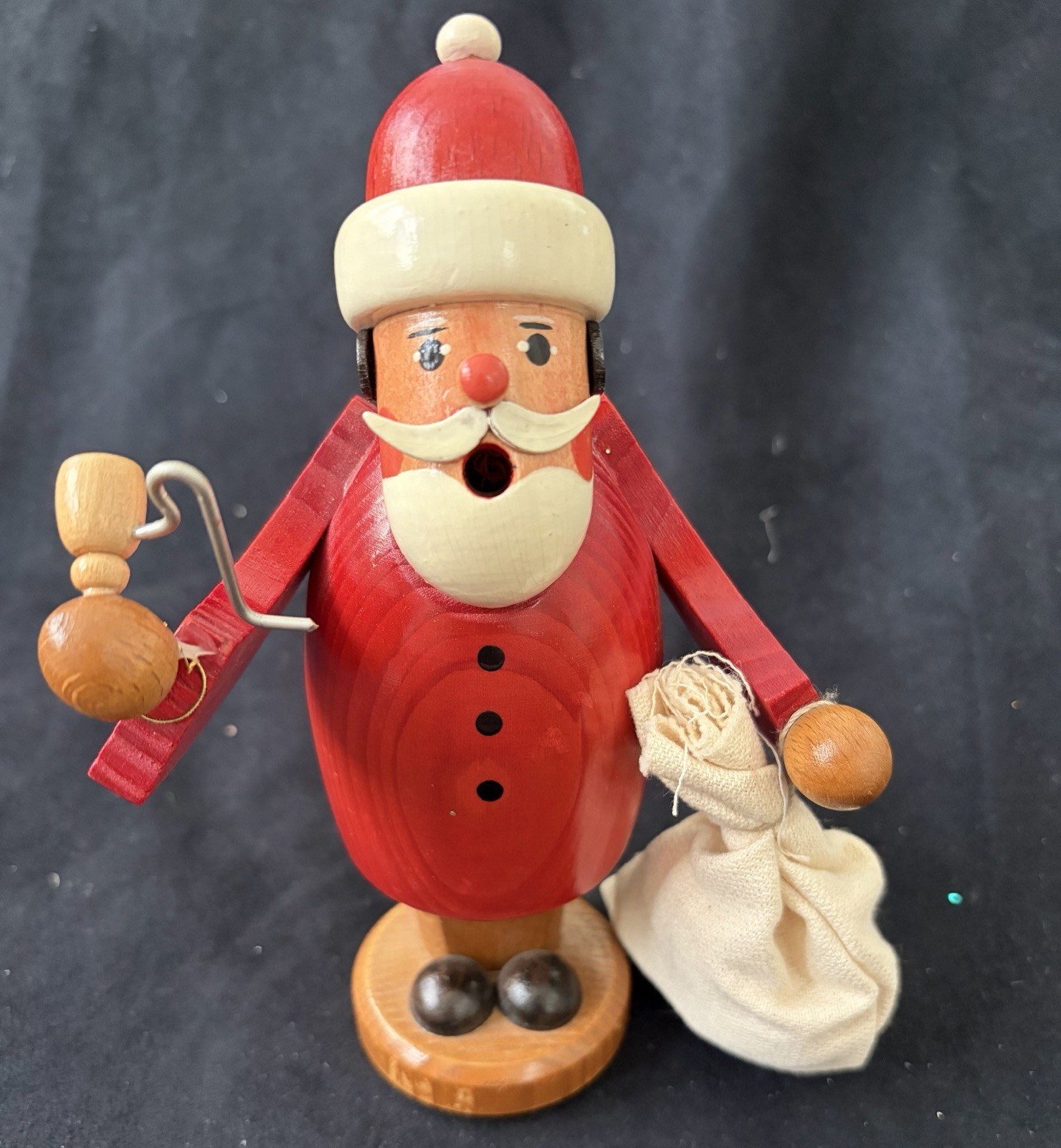 Vintage Wooden Erzgebirge German Santa Smoker Incense Burner Unused 7”