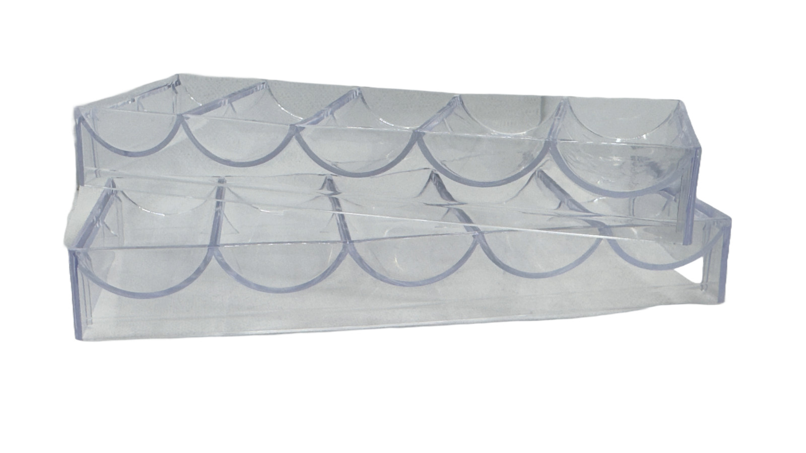 100- 2x Piece Clear Acrylic Poker Chip Rack. 200ct Casino Poker Chip Tray/Holder