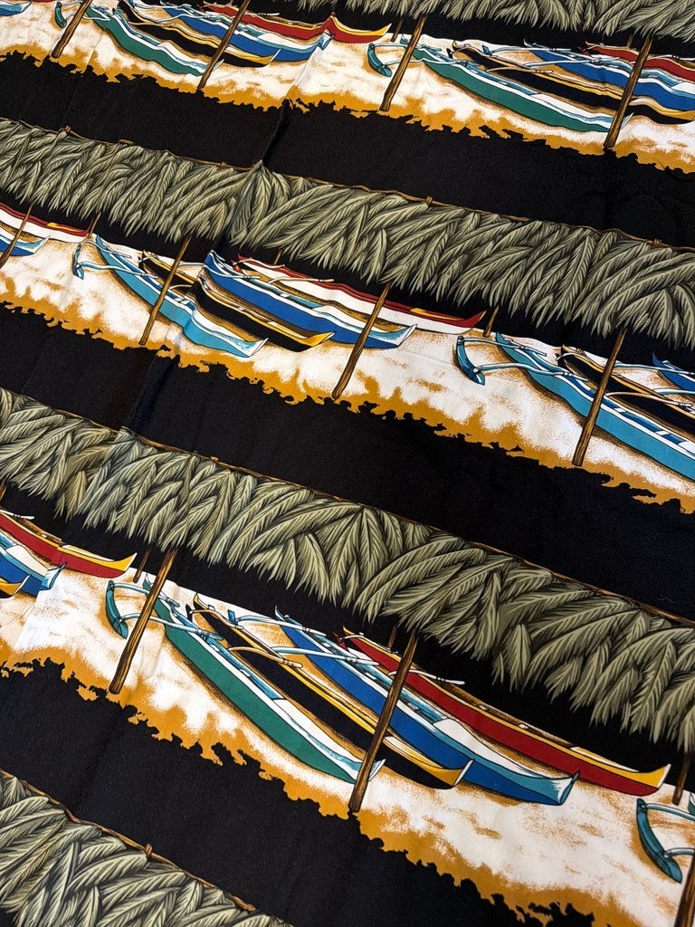 Hoffman International Vintage 1998 Tropical Boat Kayak Print Fabric