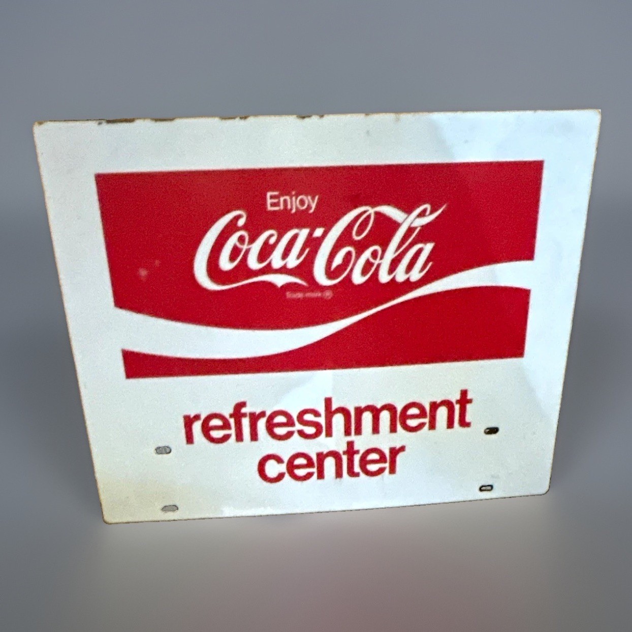Vtg Coca Cola Refreshment Center Metal Advertising Sign Soda Store Display Gas