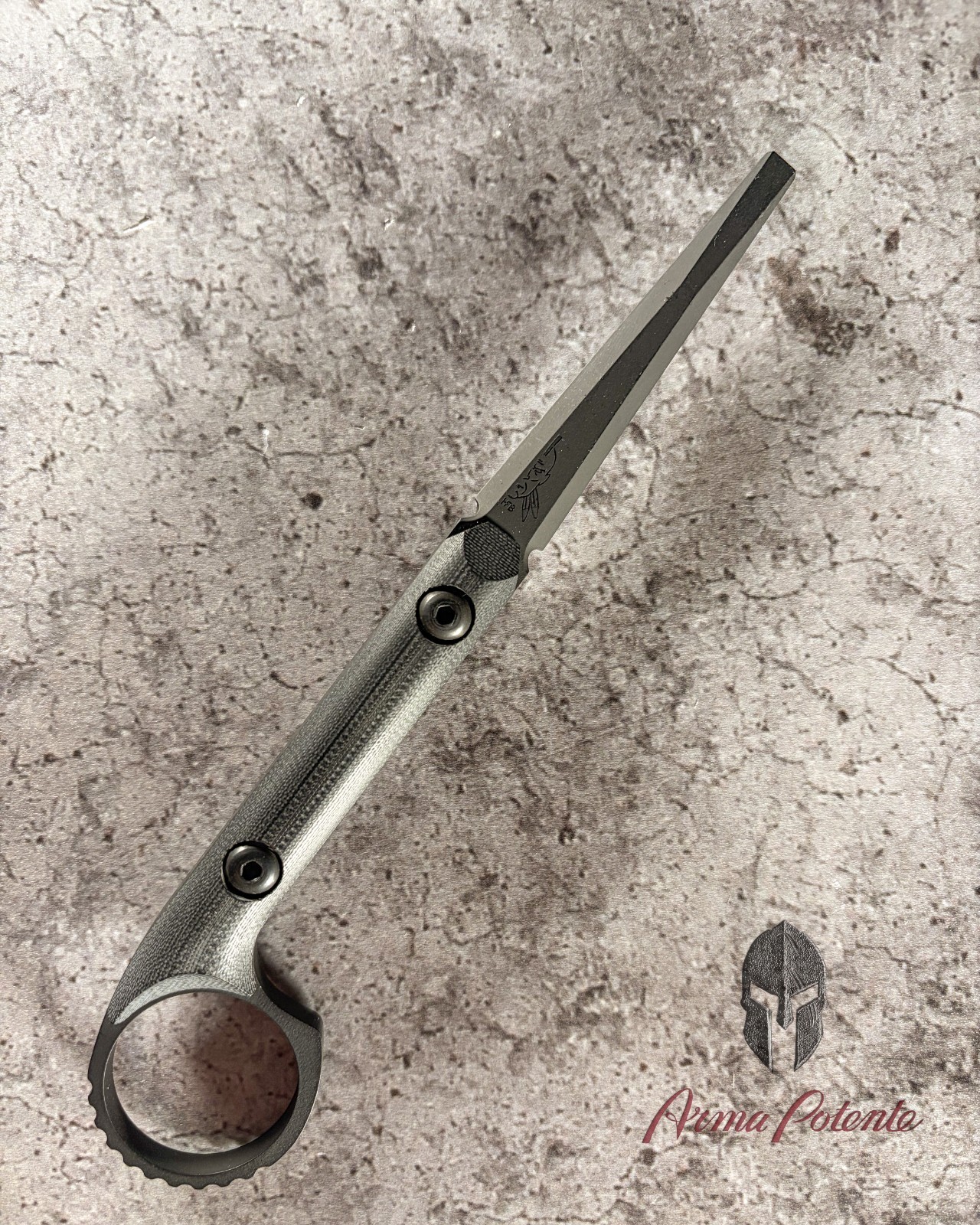 NEW Half Face Blades Ring Flathead Tool Black G10 Armor Black Cerakote + Sheath