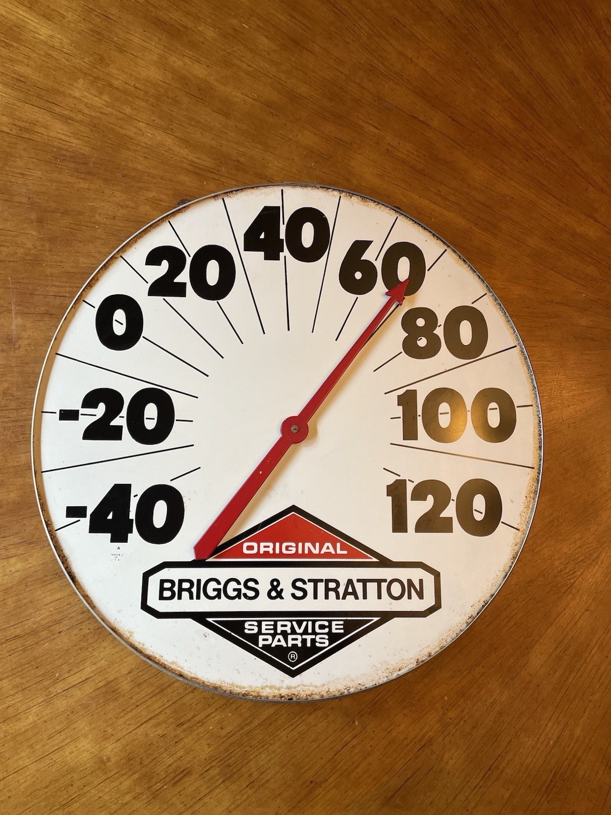 Vintage 1960’s Briggs & Stratton Clock Face Thermometer, 18