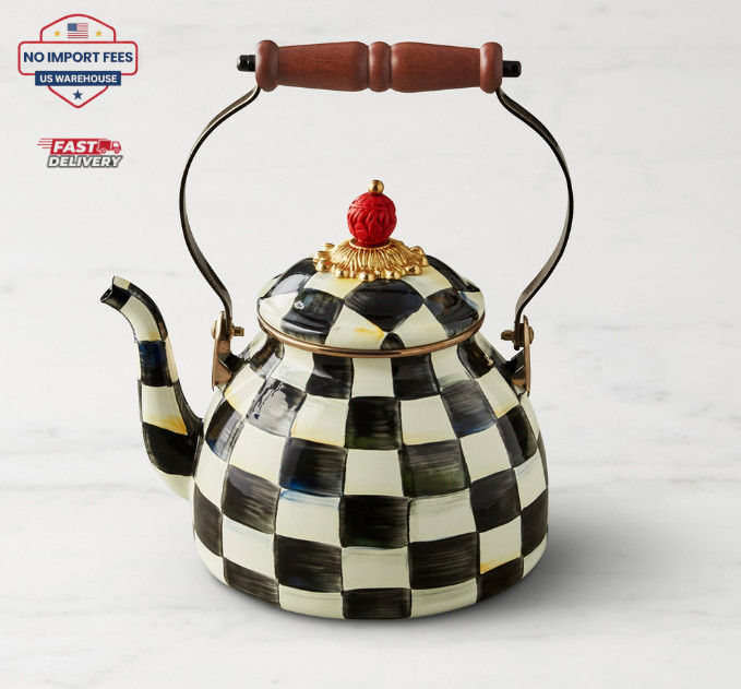 MacKenzie-Childs Courtly Check Tea Kettle - 2Qt