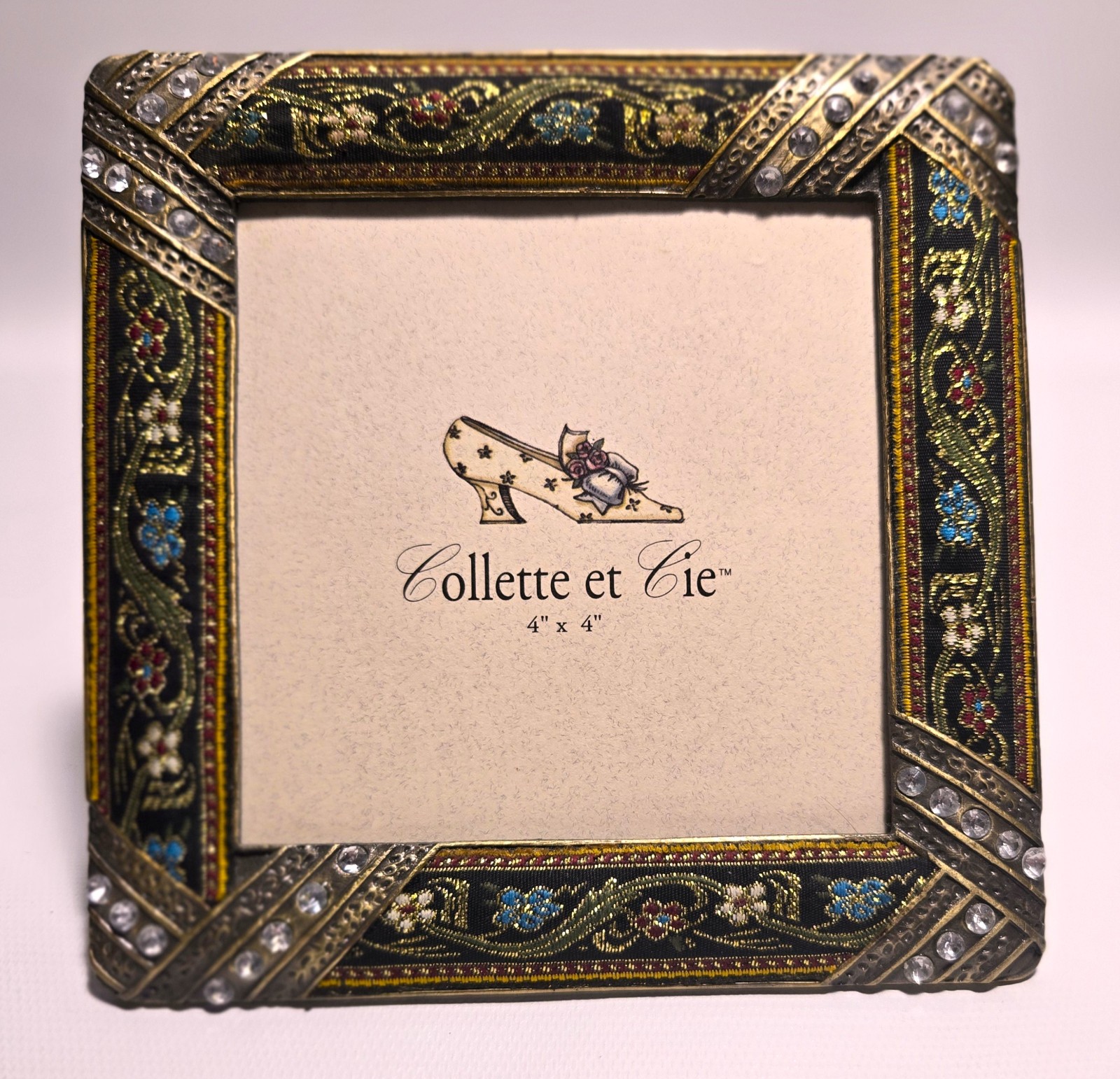 NEW Collette Et Cie TAPESTRY Design 4×4 Jewelled Picture PHOTO Frame