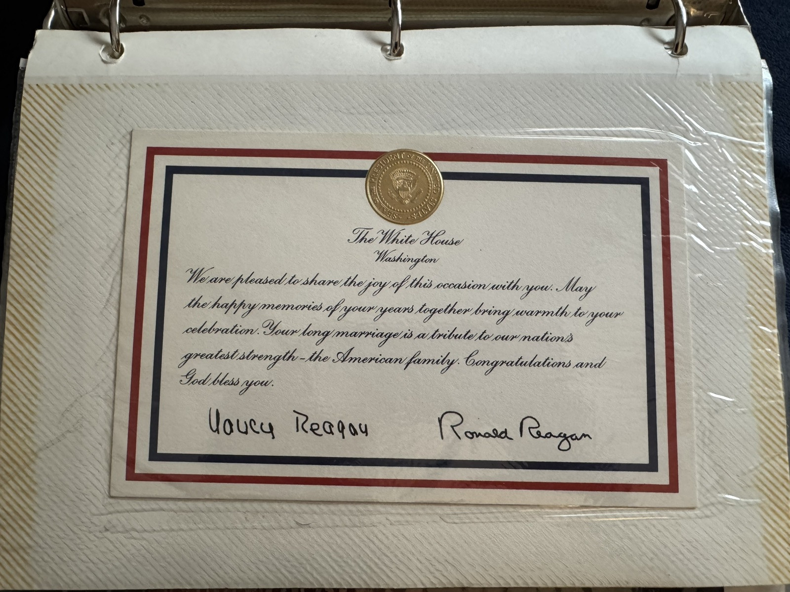 Ronald and Nancy Reagan Signed Letter
