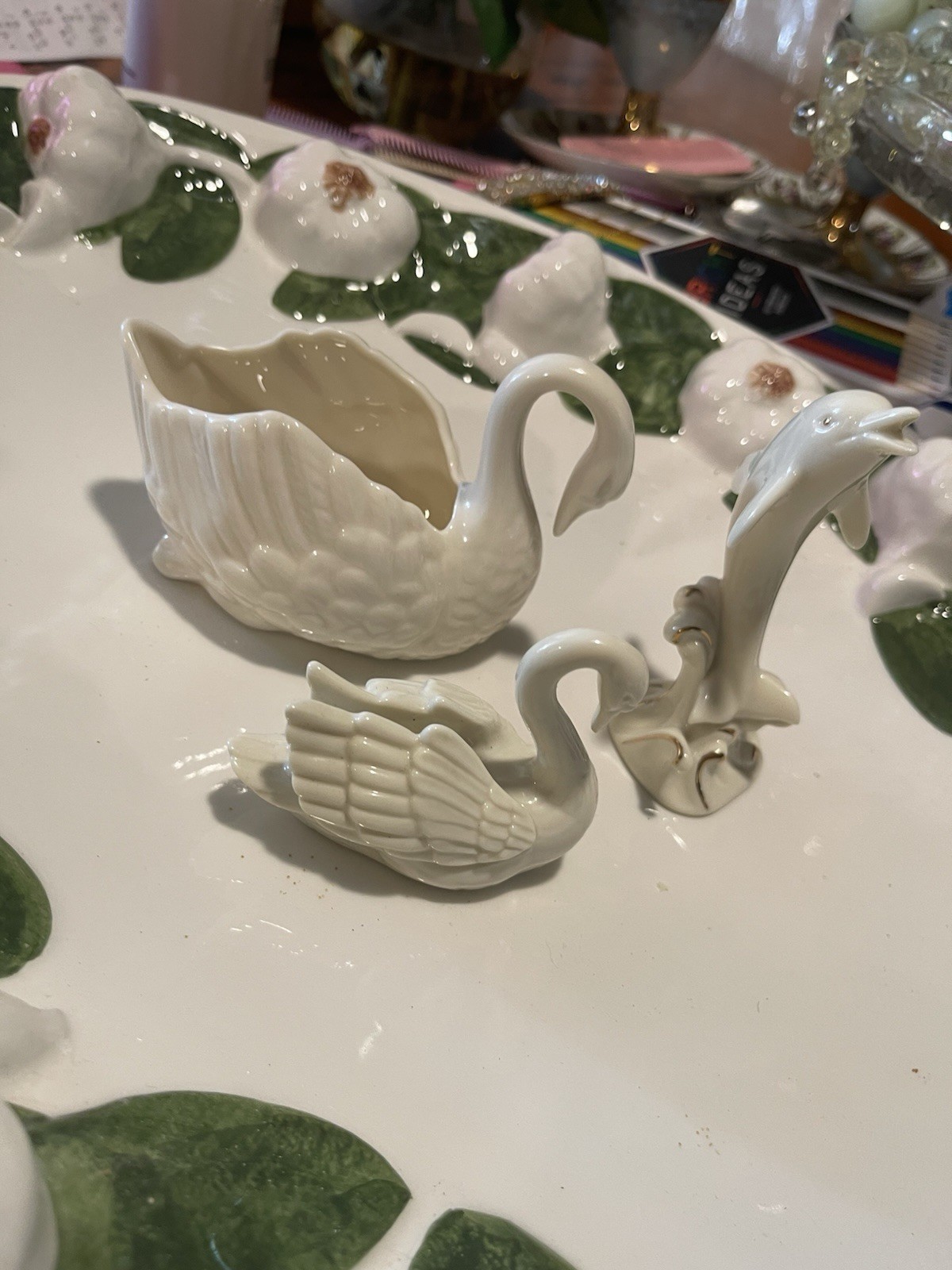 Rare Lenox Lot, Large Blue Mark Swan , Swan & Dolphin Regular Mark Mint Free Sh