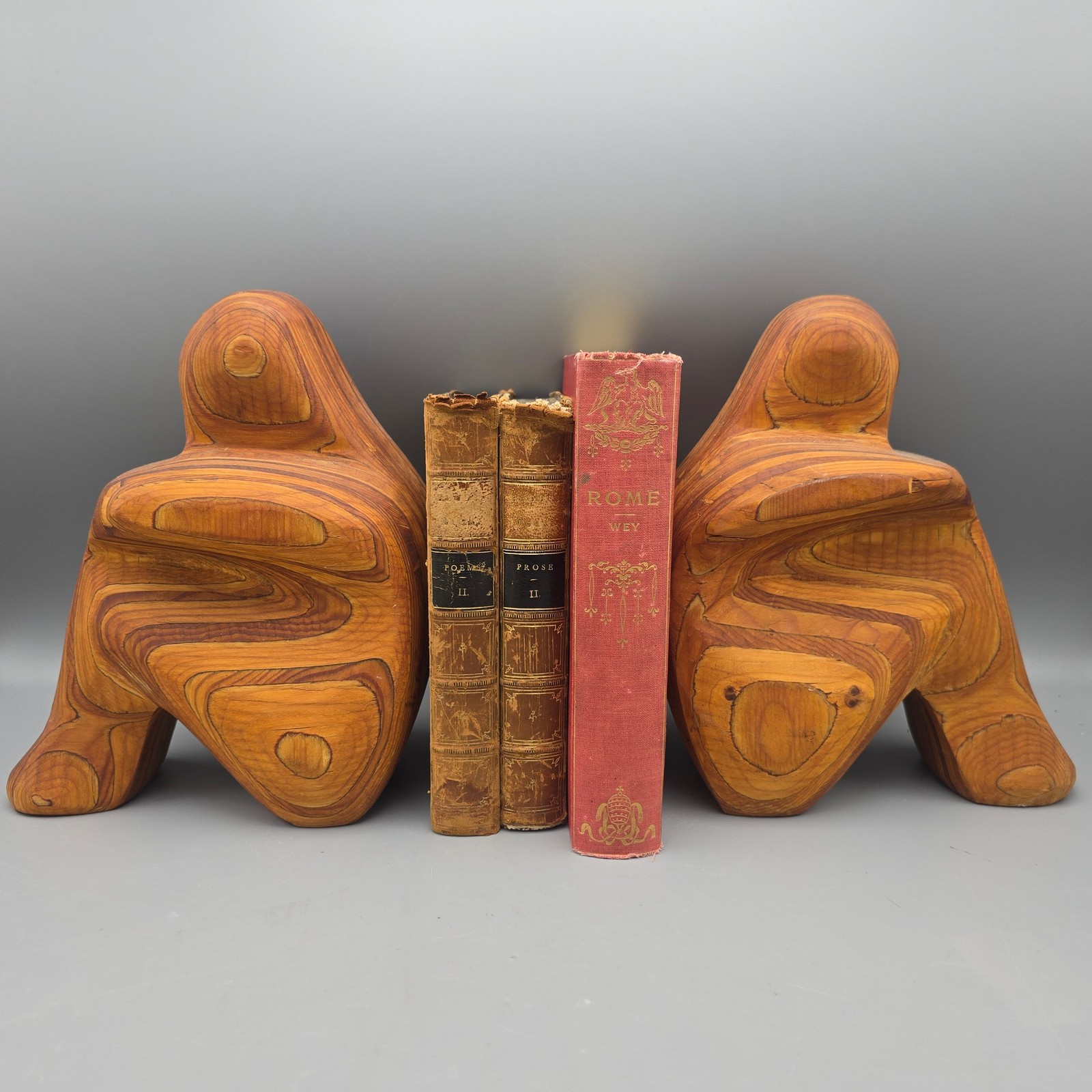 Vintage Robert Hargrave Modernist Laminated Plywood Figural Sculptural Bookends