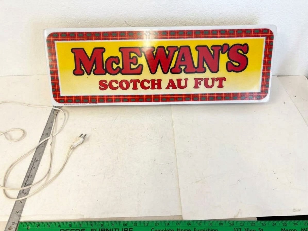 RARE Vintage McEwans Scotch Au Fut Lighted Beer Pub Bar Sign 29\