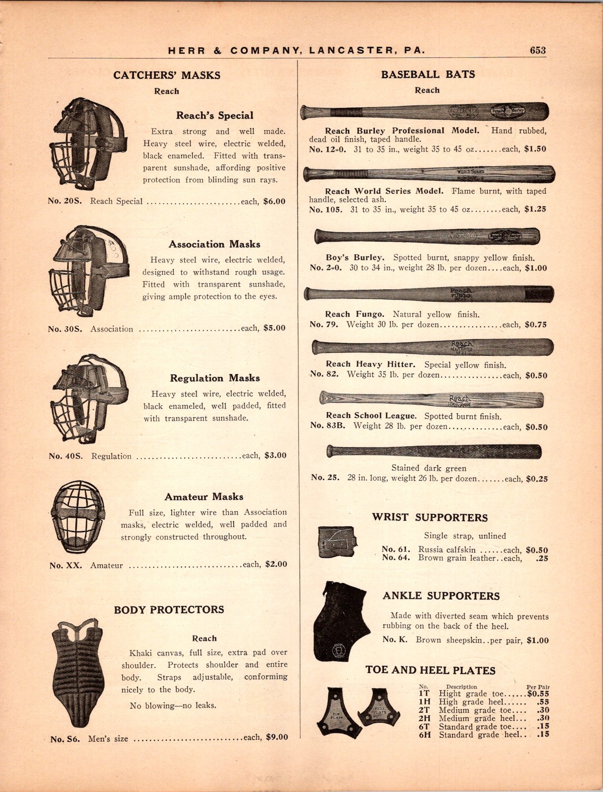 1910s Herr & Company Lancaster PA Sports Equipment Baseball Tennis  Ad