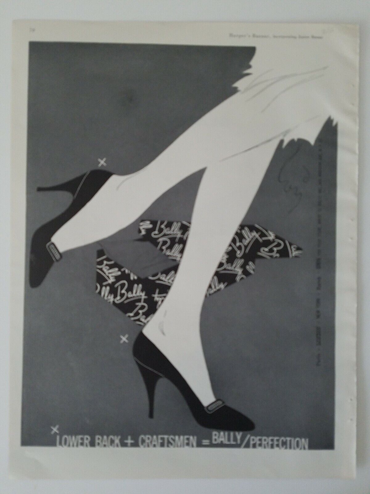 1956 Bally women's shoes vintage  fashion legs art ad